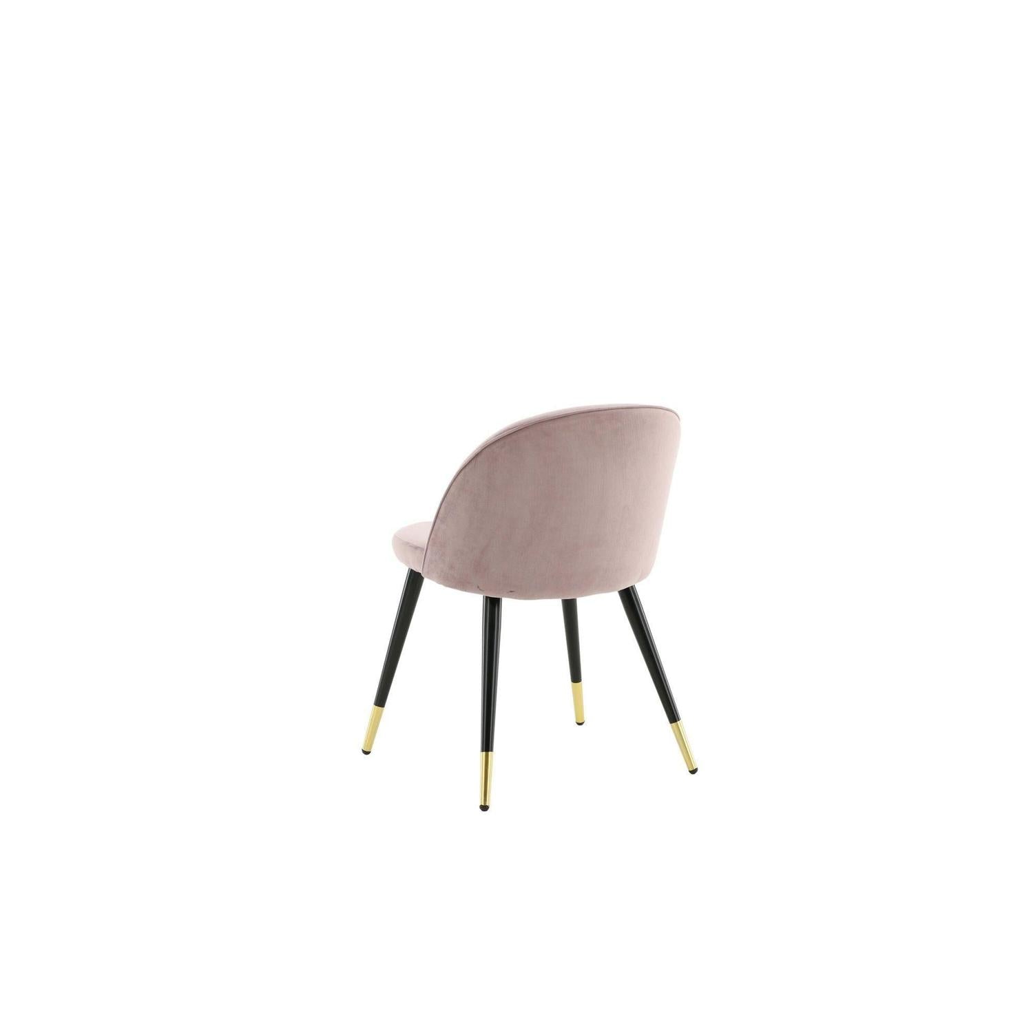 2er - Set Polsterstuhl Velvet aus Samt - Altrosa / Schwarz / MessingPolsterstühle