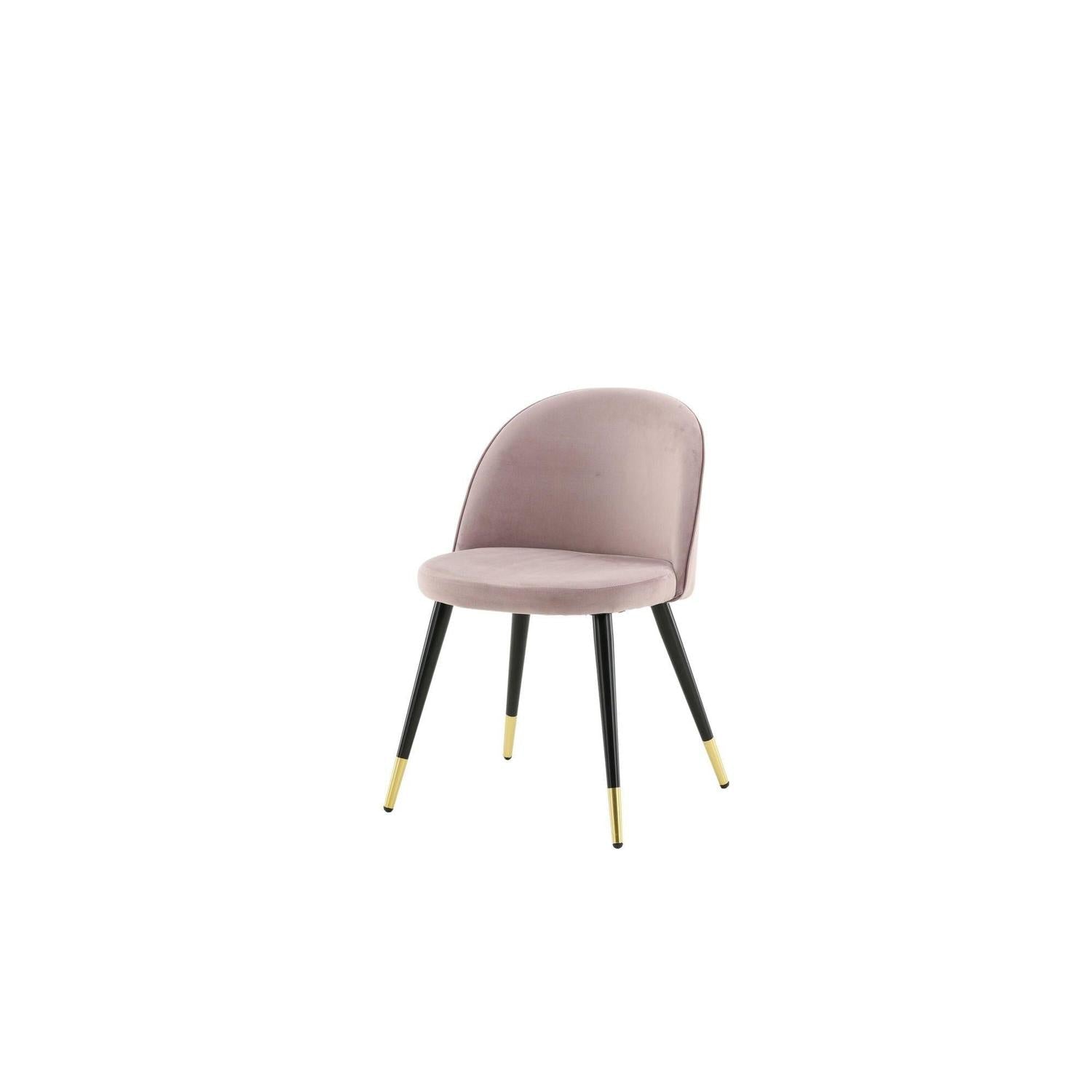 2er - Set Polsterstuhl Velvet aus Samt - Altrosa / Schwarz / MessingPolsterstühle