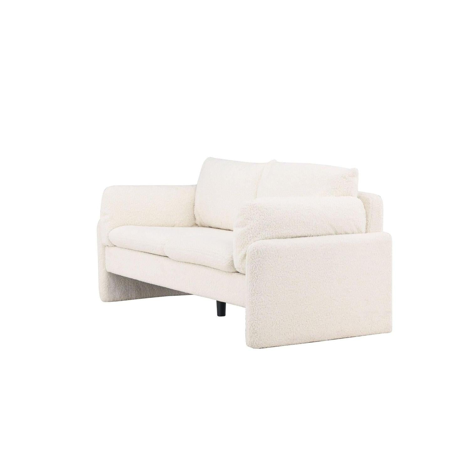 2-Sitzer Sofa Luna aus Teddy- Bouclé - Weiß-2-Sitzer Sofa-Venture Home-Weiß-le canapé