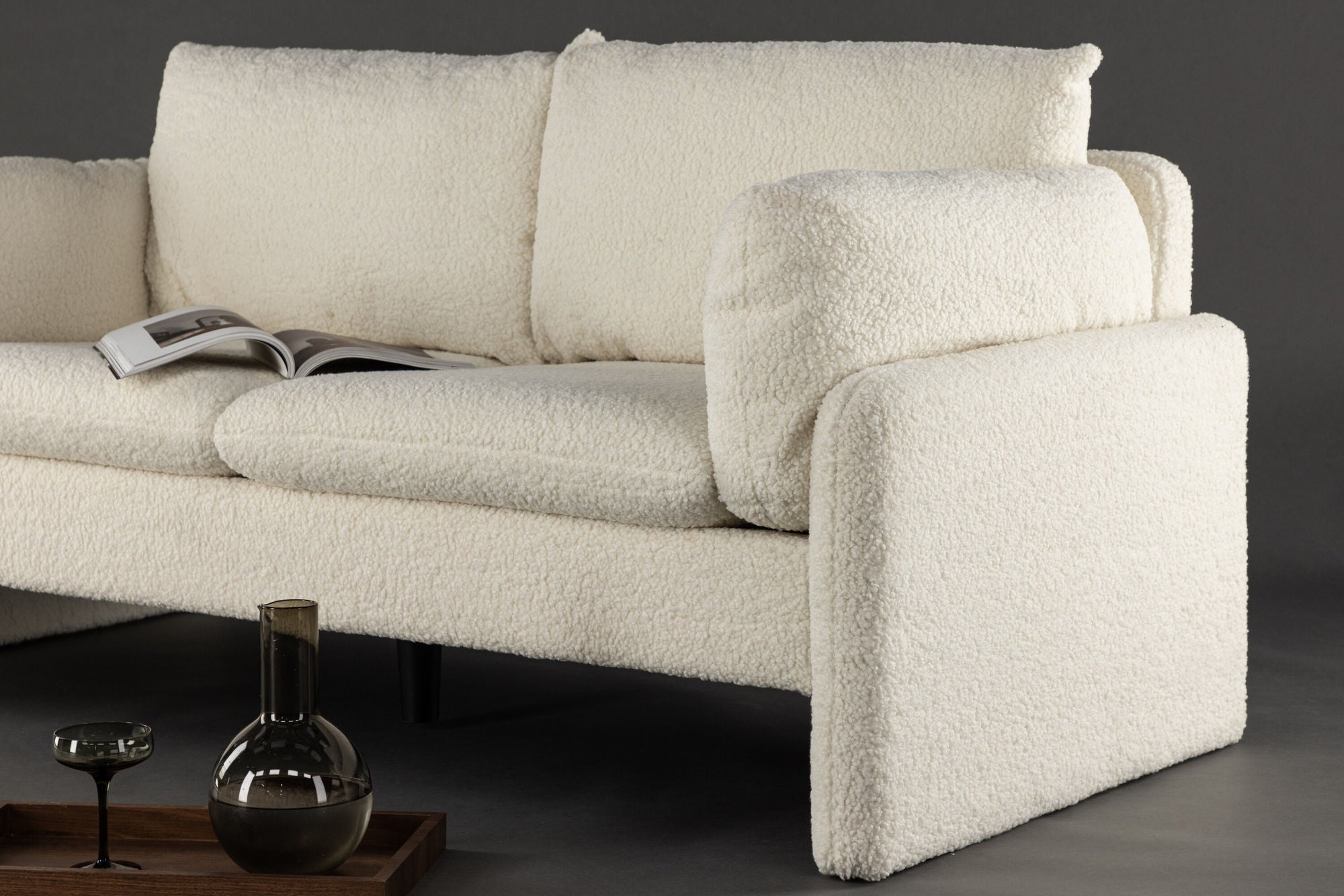 2-Sitzer Sofa Vindel aus Teddy Bouclé - Weiß-2-Sitzer Sofas-Venture Home-le canapé