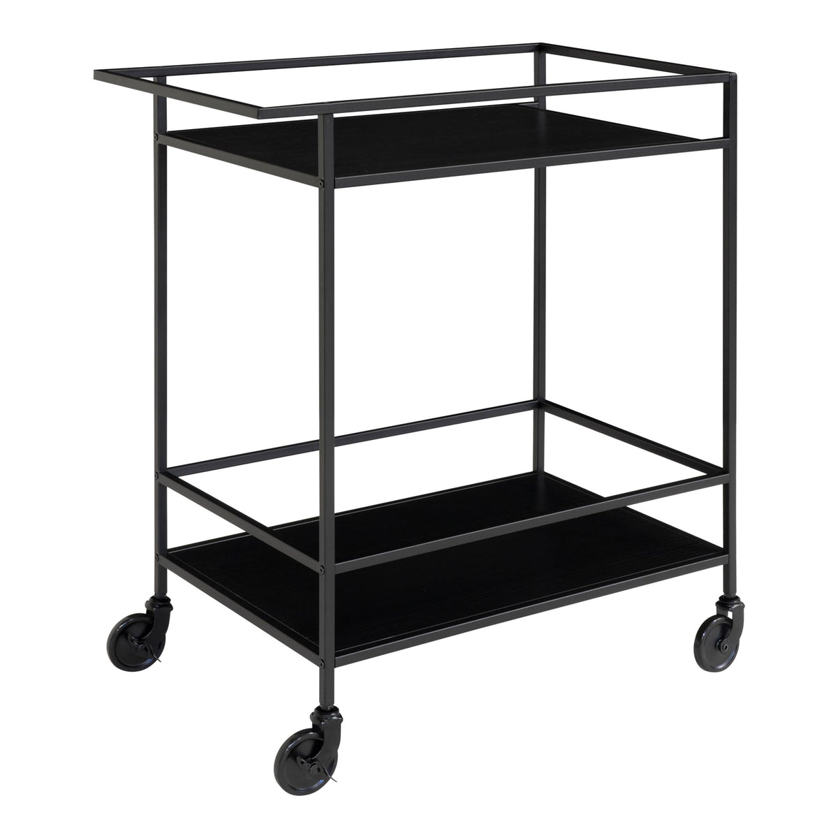 Barwagen Vita 79cm aus Metall mit 2 Ablagen - Schwarz