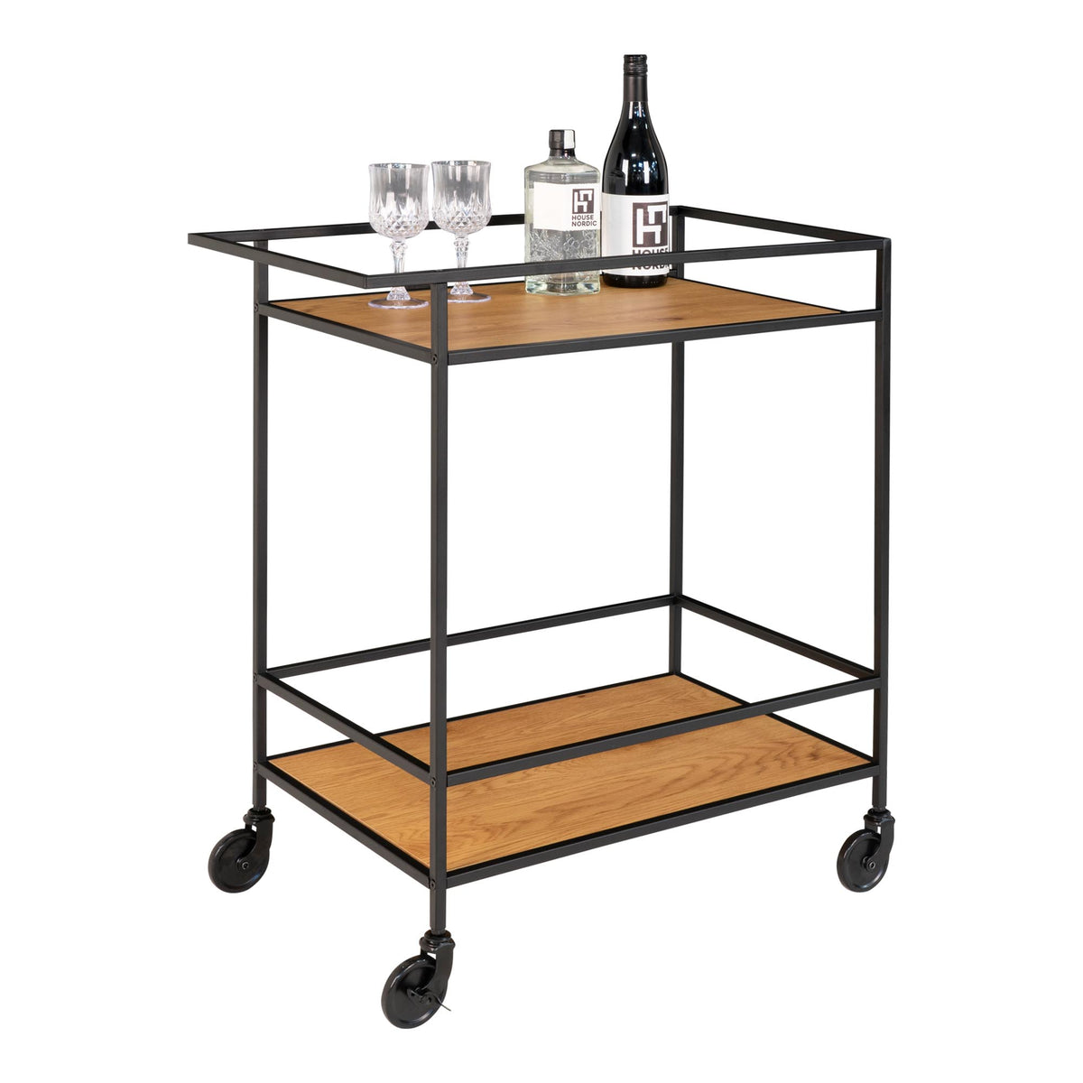 Serviertisch Vita 79cm aus Metall - Eichenoptik