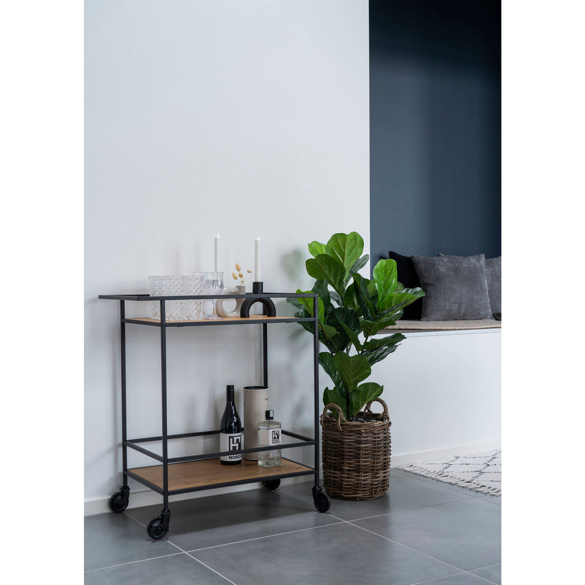 Serviertisch Vita 79cm aus Metall - Eichenoptik