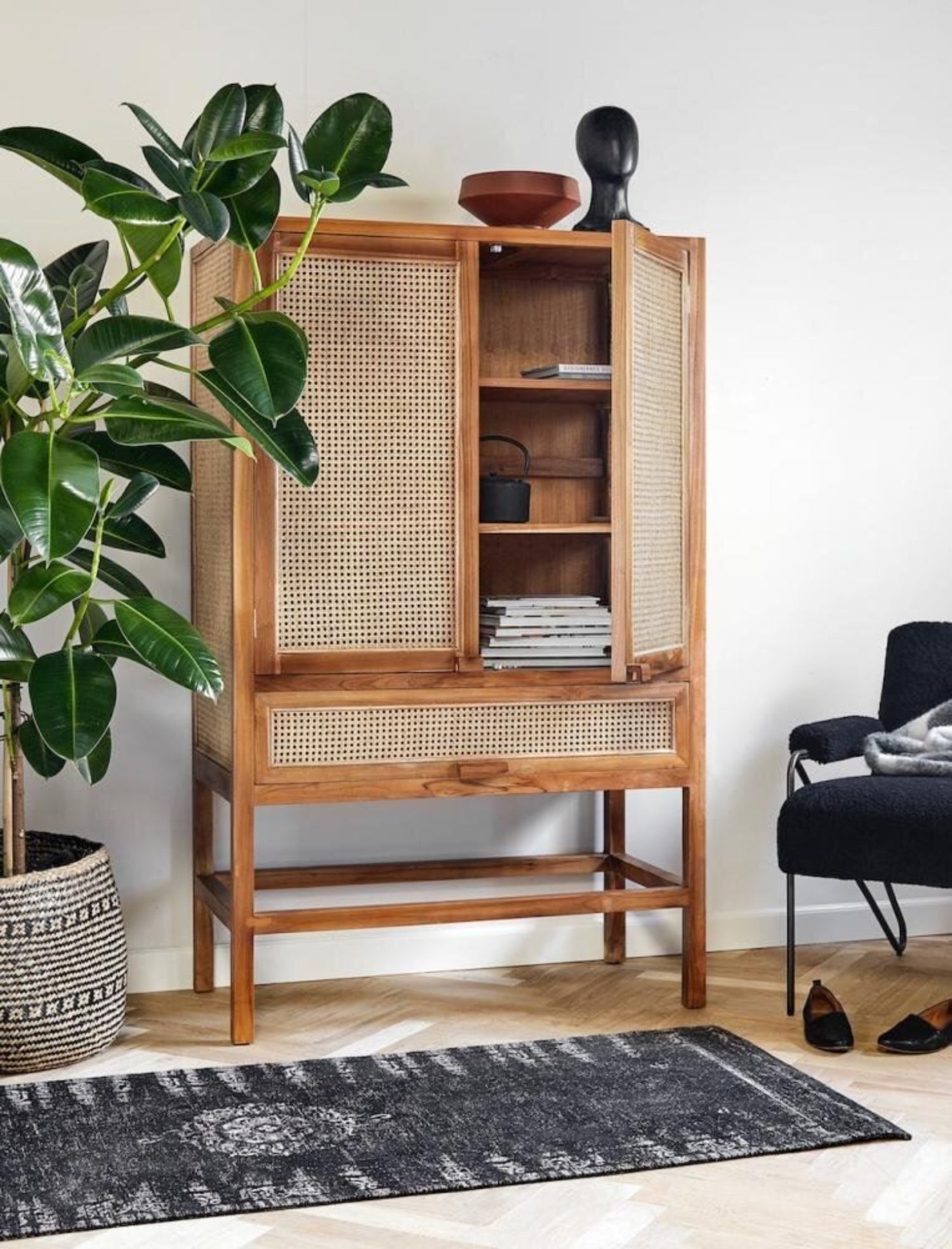 GRAND Webteppich 75*200cm - dunkelgrau/schwarz