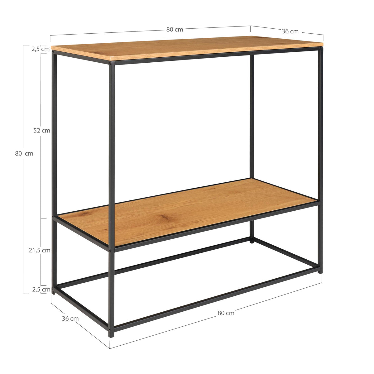 Konsolentisch Vita 80cm aus Metall - Eichenoptik