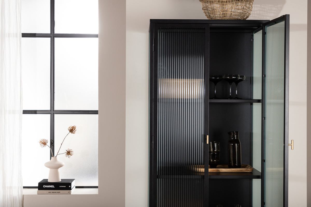Vitrine Garis 160cm aus Metall - Schwarz - Venture Home - le canapé