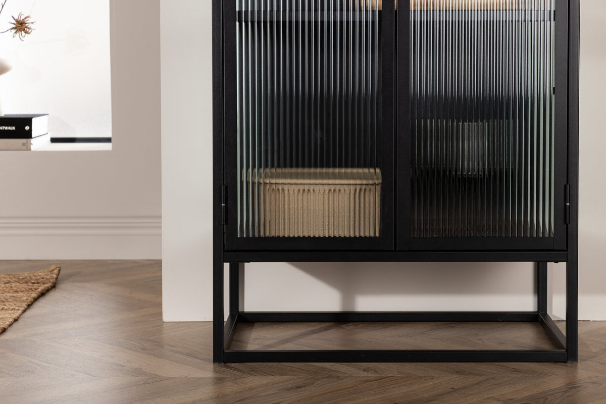 Vitrine Garis 160cm aus Metall - Schwarz - Venture Home - le canapé