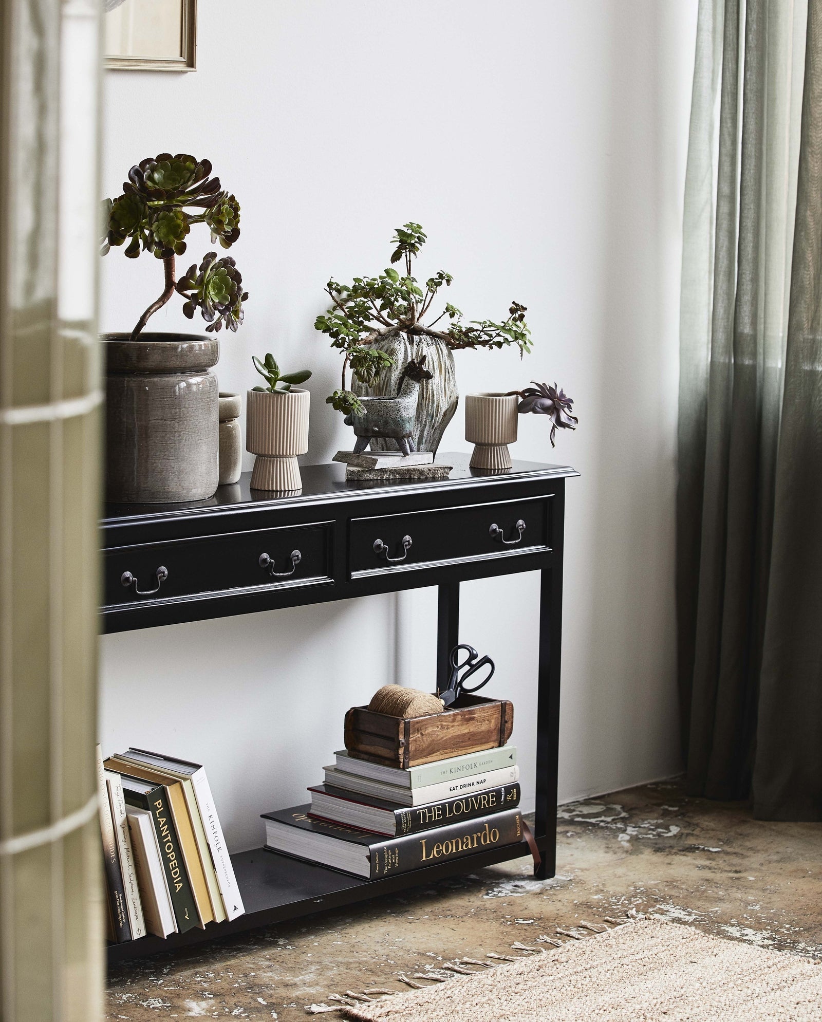Konsole Moss 122cm aus Massivholz mit 2 Schubladen - Schwarz - Nordal A/S - le canapé