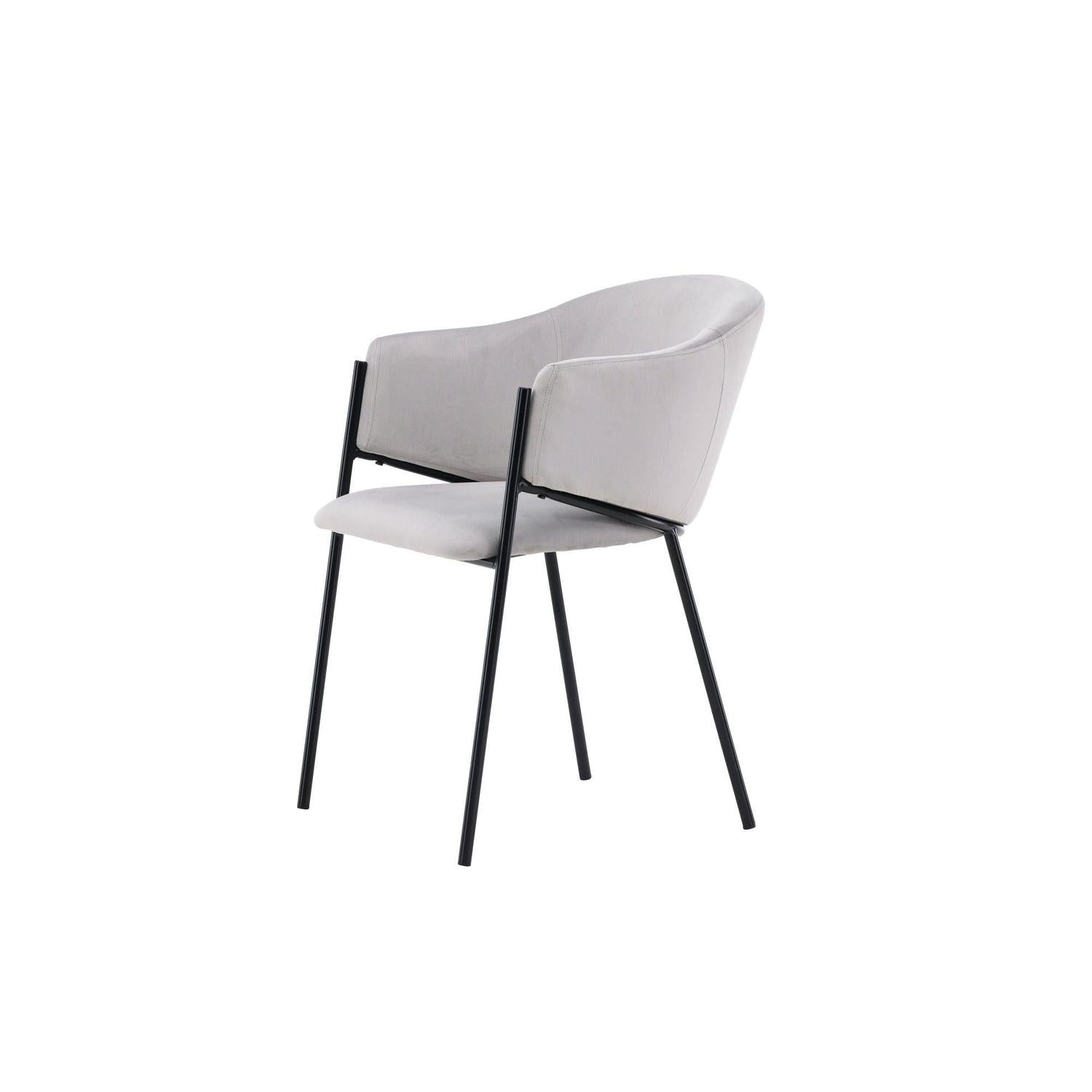 2er-Set Armlehnenstühle Evelina aus Samt - Hellgrau-Armlehnenstuhl-Venture Home-le canapé