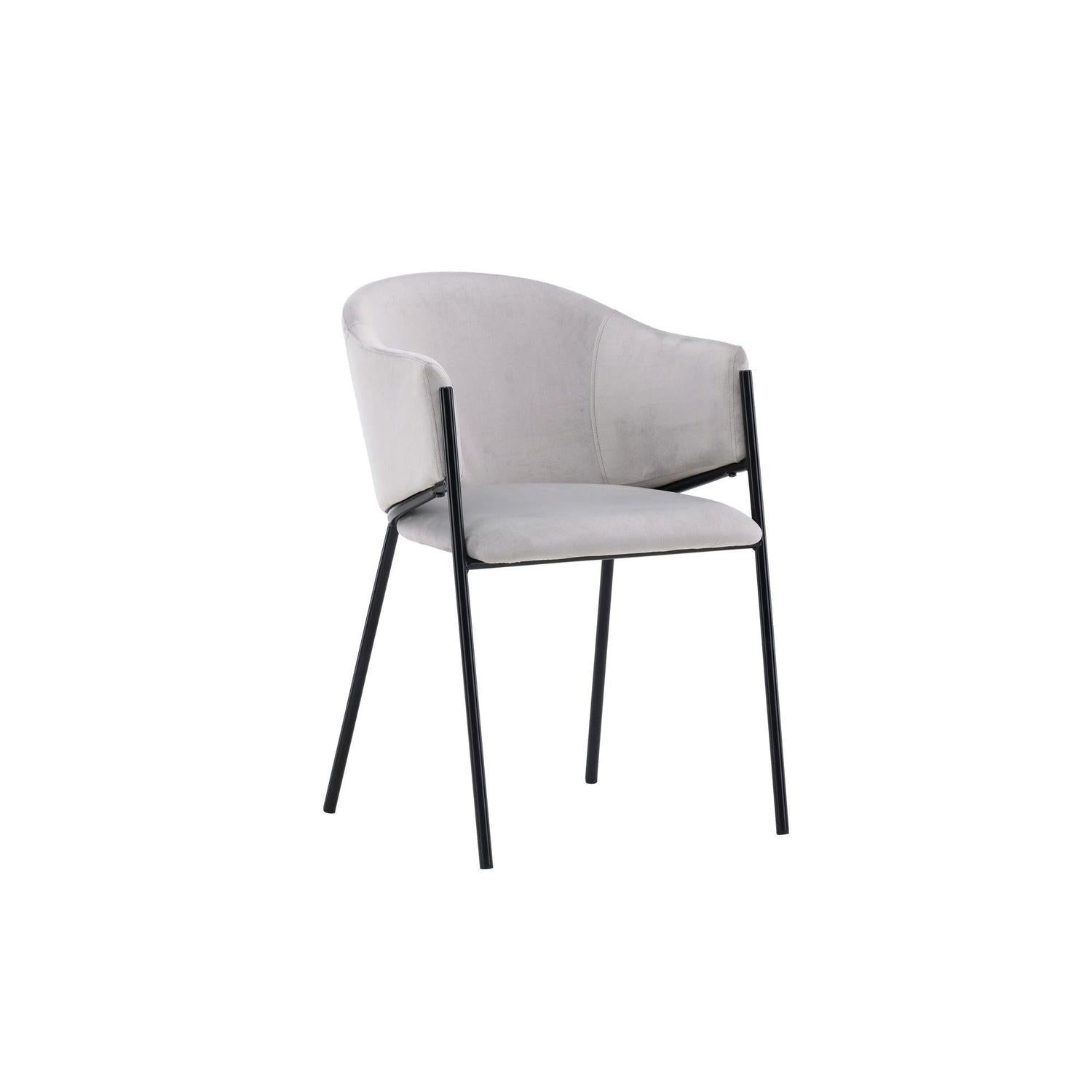 2er-Set Armlehnenstühle Evelina aus Samt - Hellgrau-Armlehnenstuhl-Venture Home-le canapé