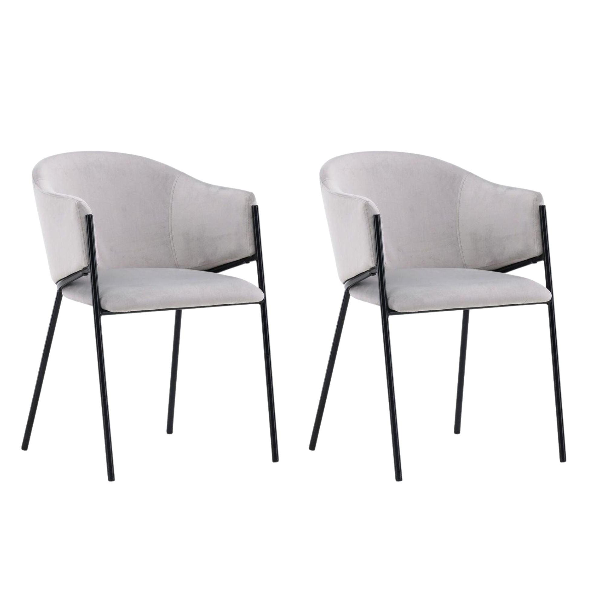 2er-Set Armlehnenstühle Evelina aus Samt - Hellgrau-Armlehnenstuhl-Venture Home-le canapé