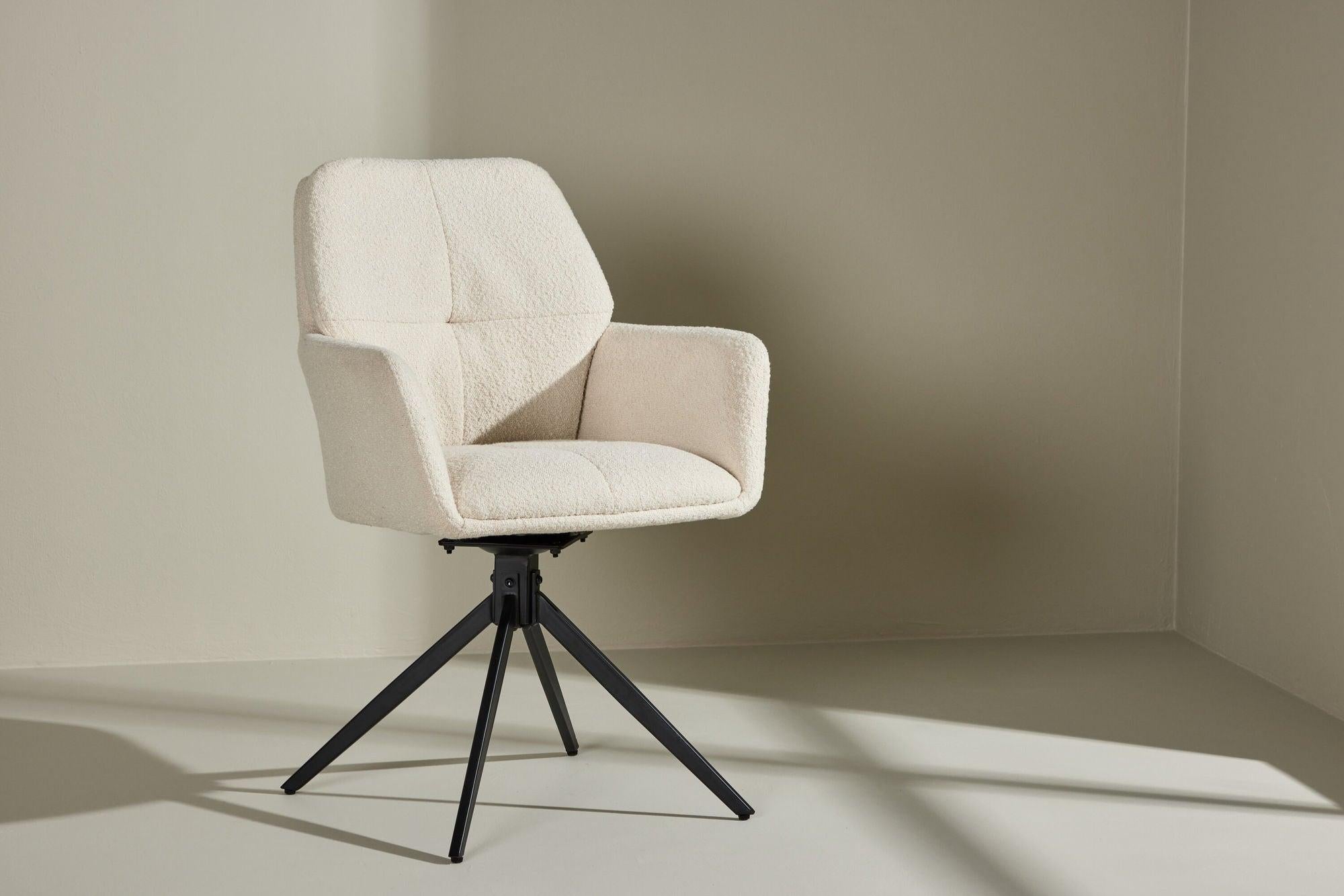 2er-Set Armlehnenstühle Manchi drehbar aus Teddy Bouclé - Weiß-Armlehnenstuhl-Venture Home-le canapé