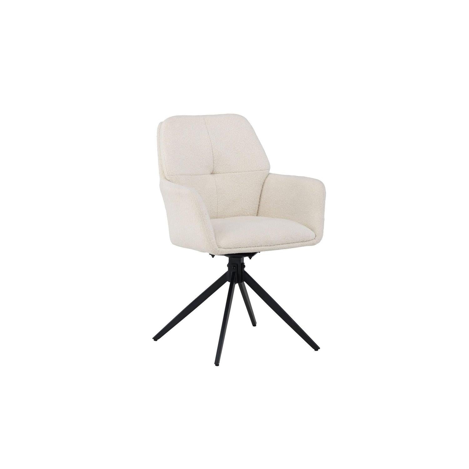 2er-Set Armlehnenstühle Manchi drehbar aus Teddy Bouclé - Weiß-Armlehnenstuhl-Venture Home-le canapé