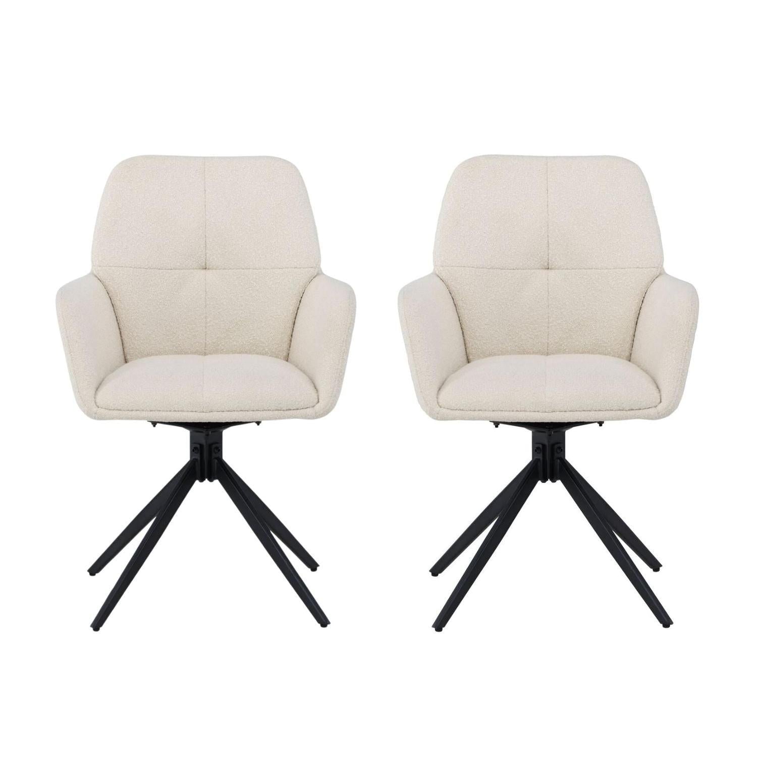 2er-Set Armlehnenstühle Manchi mit Drehfunktion - Weiß-Armlehnenstuhl-Venture Home-le canapé