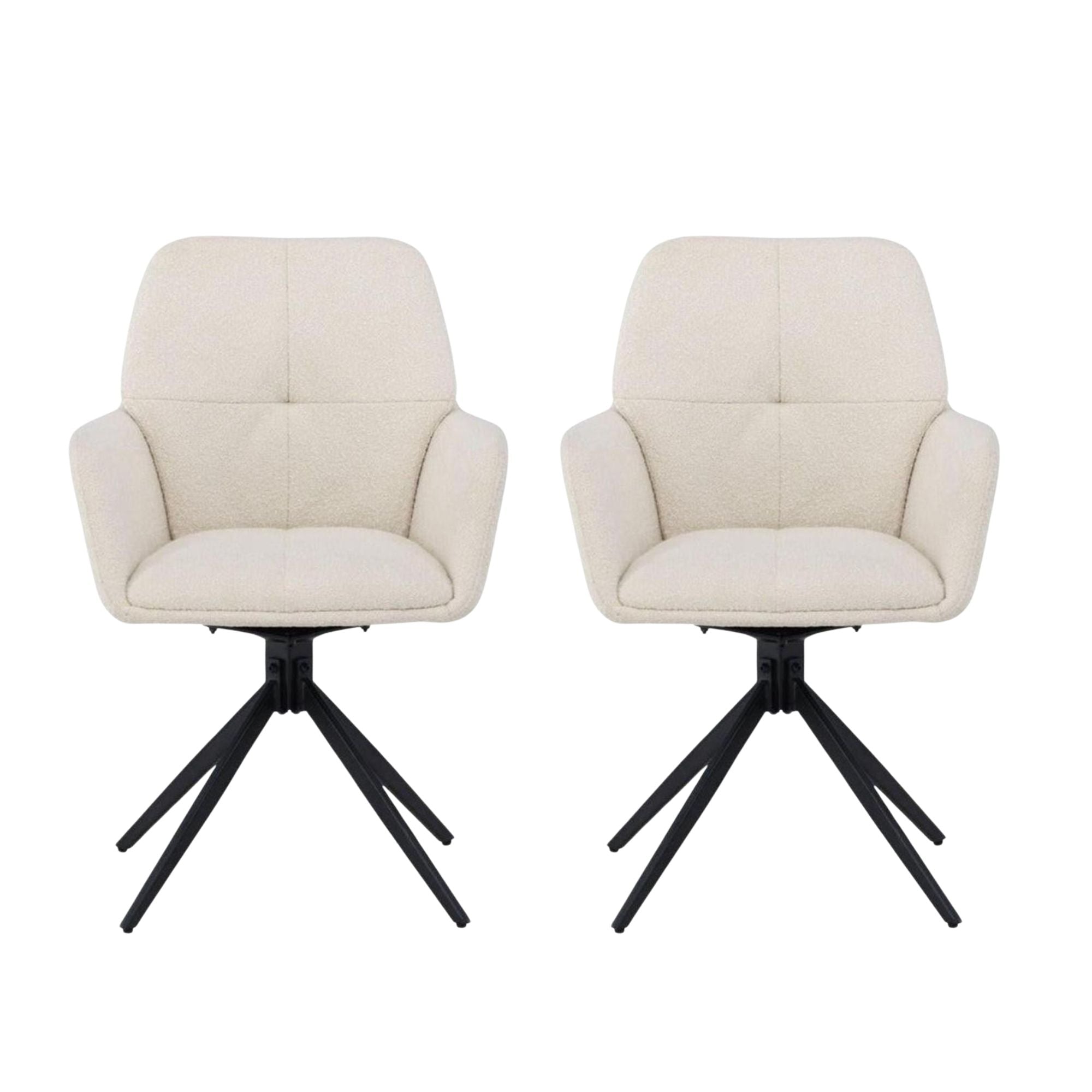 2er-Set Armlehnenstühle Manchi mit Drehfunktion - Weiß-Armlehnenstuhl-Venture Home-le canapé