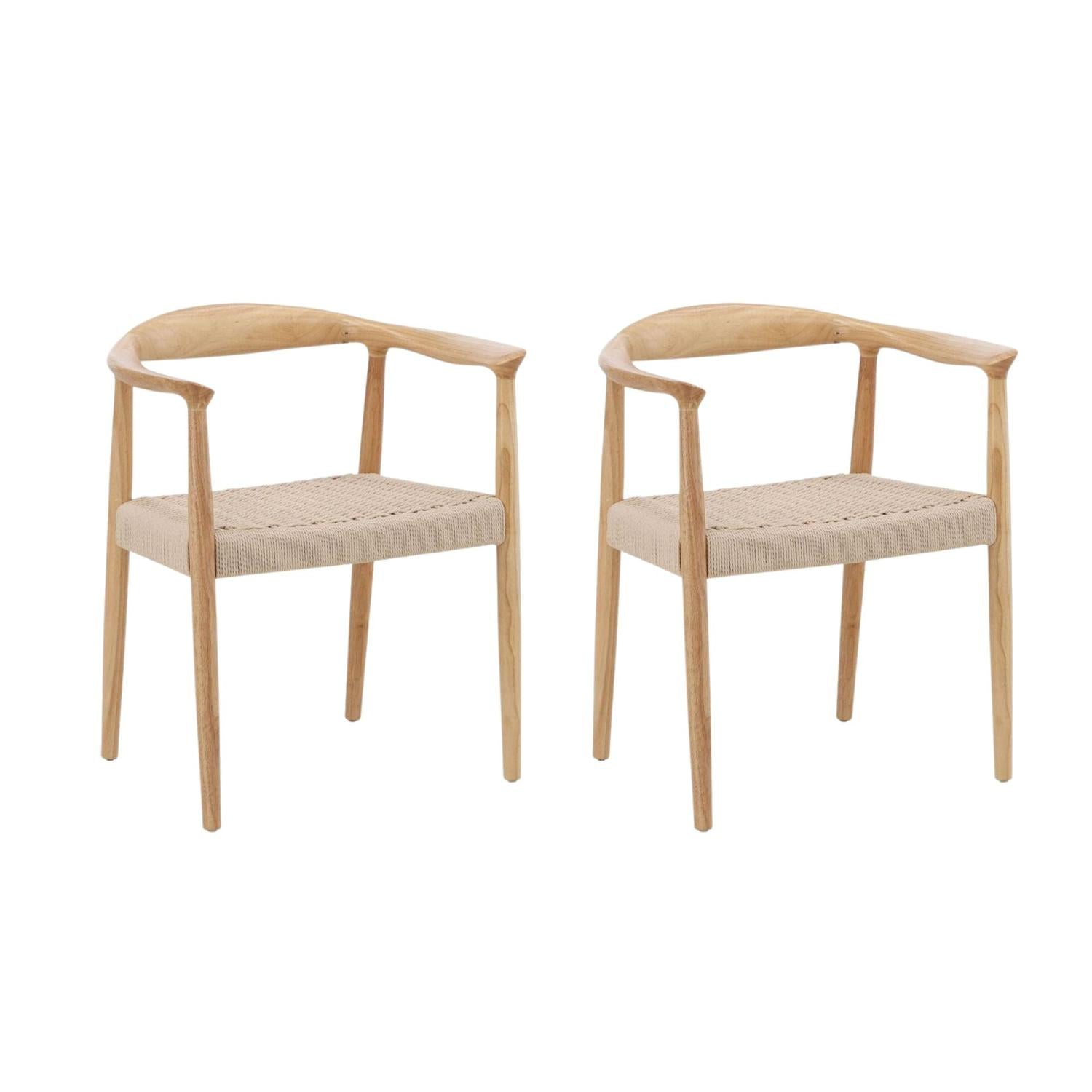 2er-Set Armlehnstühle Lovön aus Gummibaumholz - Cremeweiß-Holzstühle-Vind-le canapé