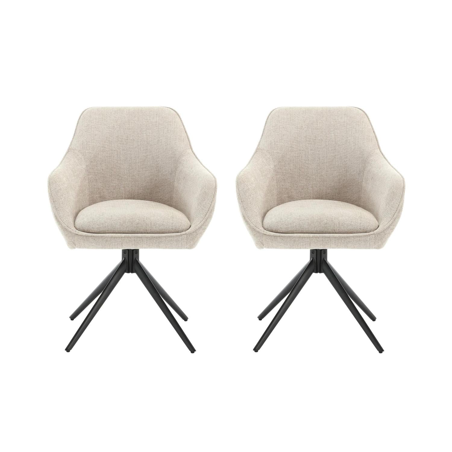 2er-Set Armlehnstühle Thomas drehbar - Beige-Armlehnenstuhl-Livingfurn-le canapé