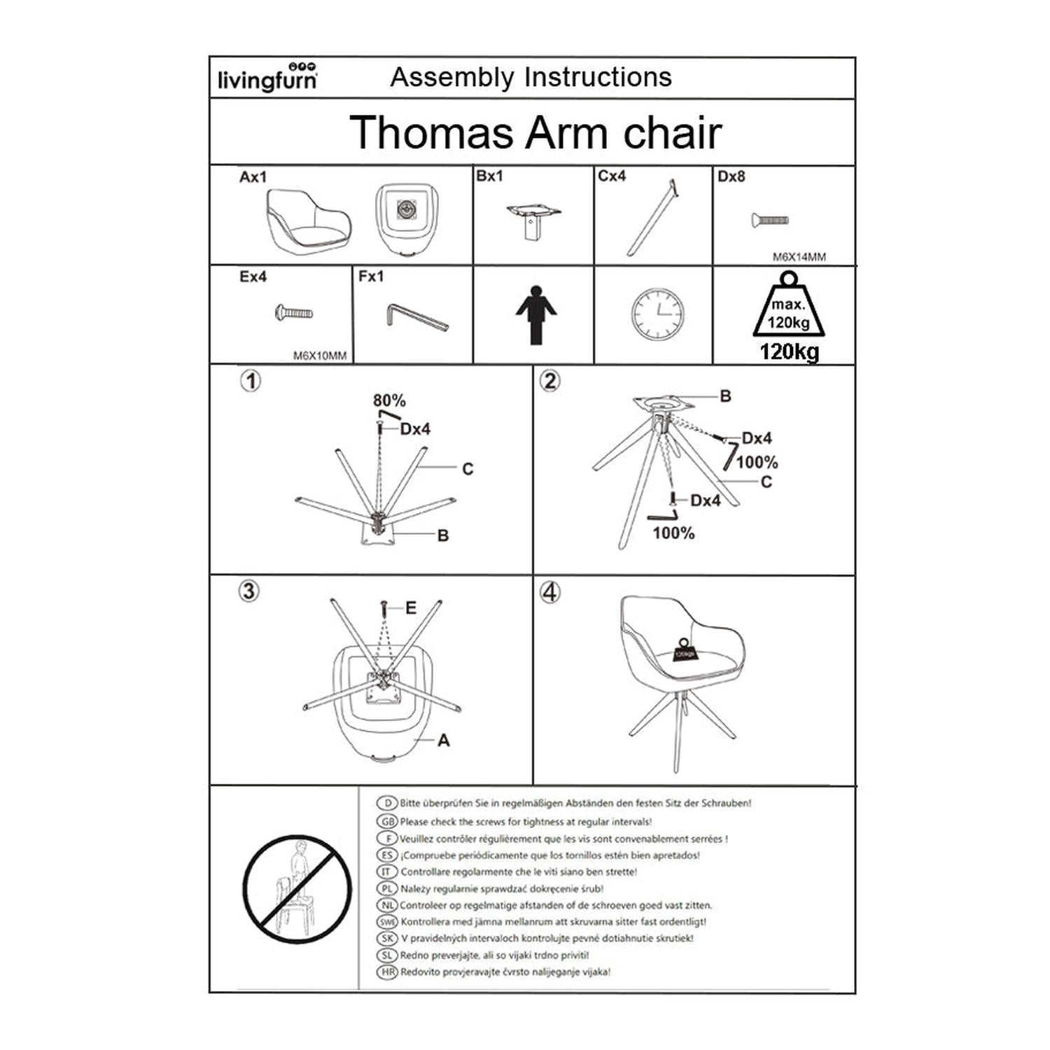2er-Set Armlehnstühle Thomas drehbar - Lachs-Armlehnenstuhl-Livingfurn-le canapé