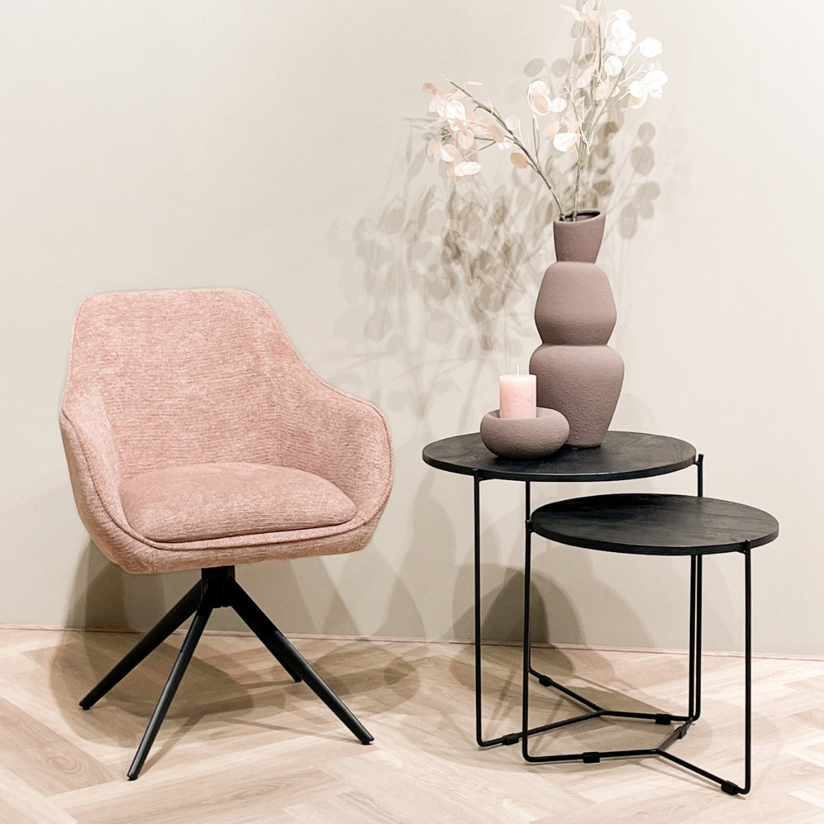 2er-Set Armlehnstühle Thomas drehbar - Lachs-Armlehnenstühle-Livingfurn-le canapé