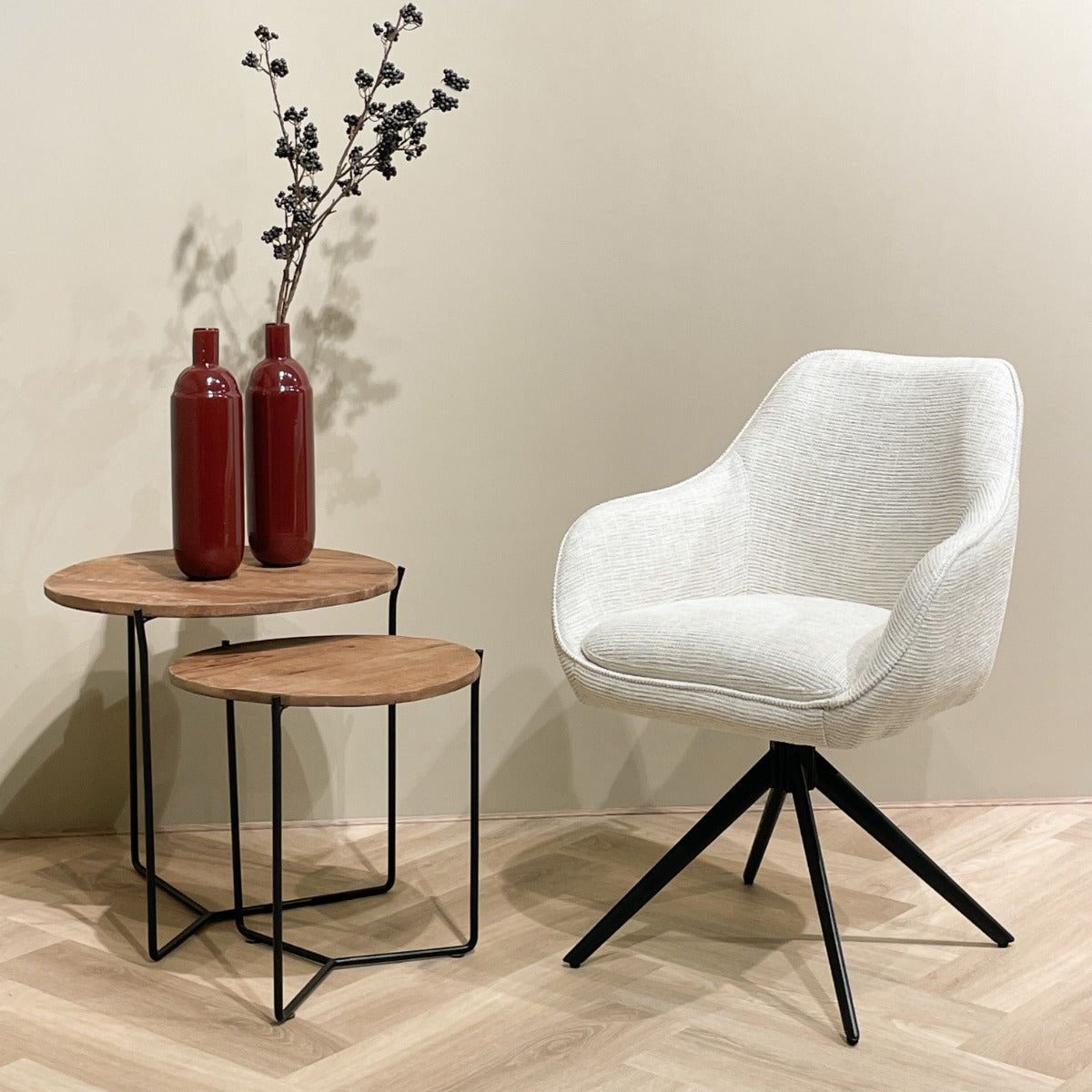 2er-Set Armlehnstühle Thomas drehbar - Sandbraun-Armlehnenstuhl-Livingfurn-le canapé