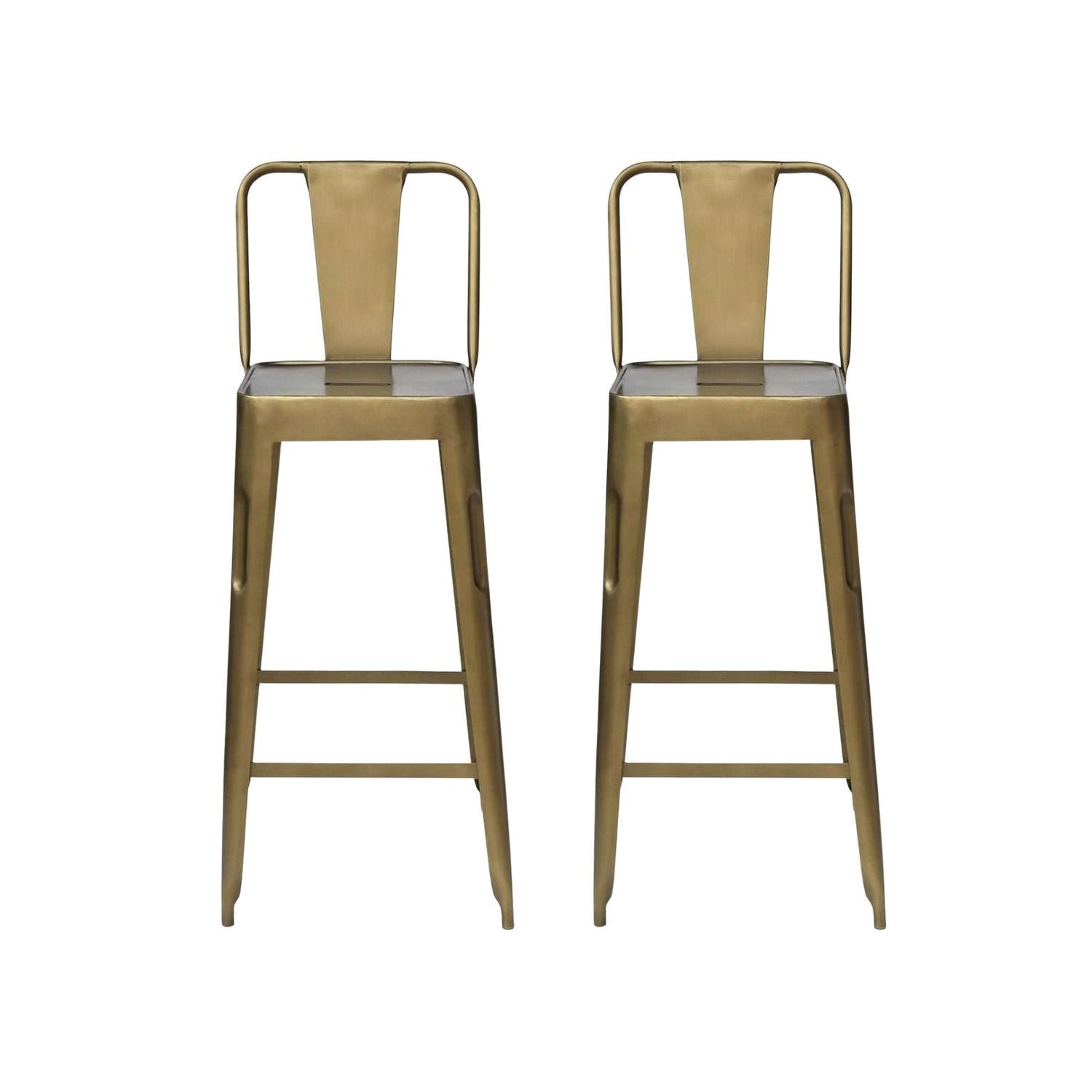 2er-Set Barhocker Copenhagen aus Eisen - Antikmessing glänzend-Barhocker-Trademark Living-le canapé
