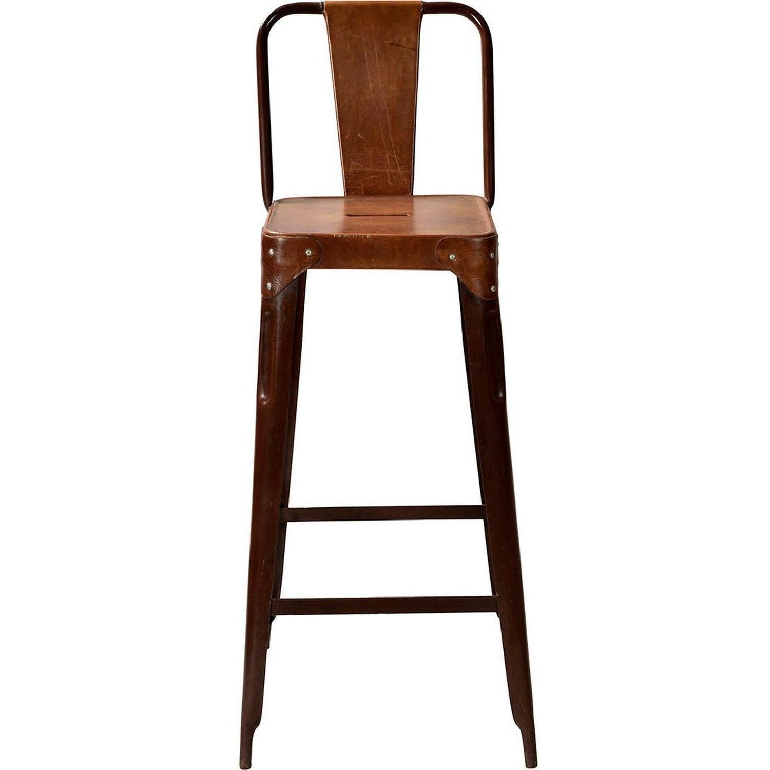 2er-Set Barhocker Copenhagen aus Eisen mit Ledersitz- Braun-Barhocker-Trademark Living-le canapé