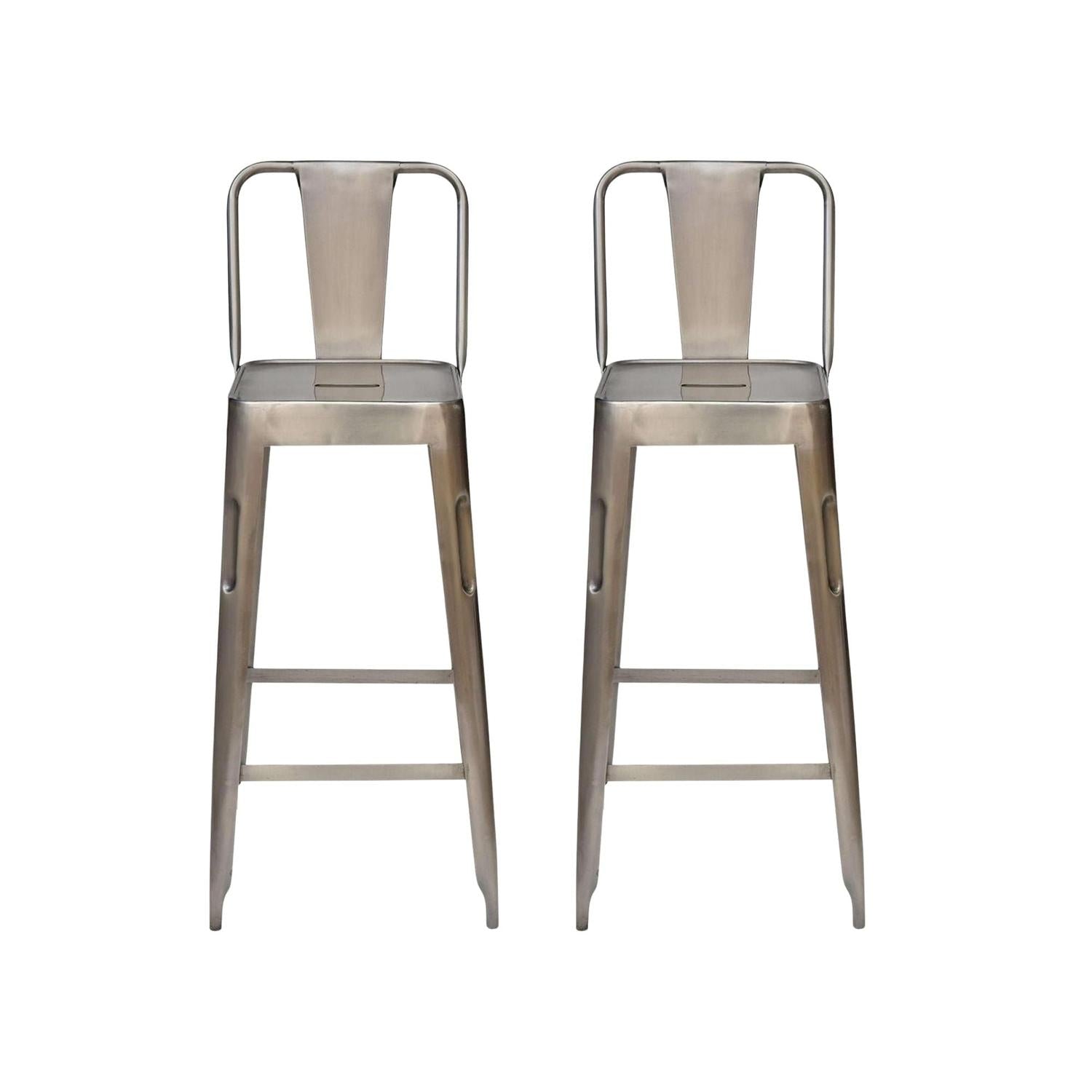 2er-Set Barhocker Copenhagen aus Eisen - Silber glänzend-Barhocker-Trademark Living-le canapé