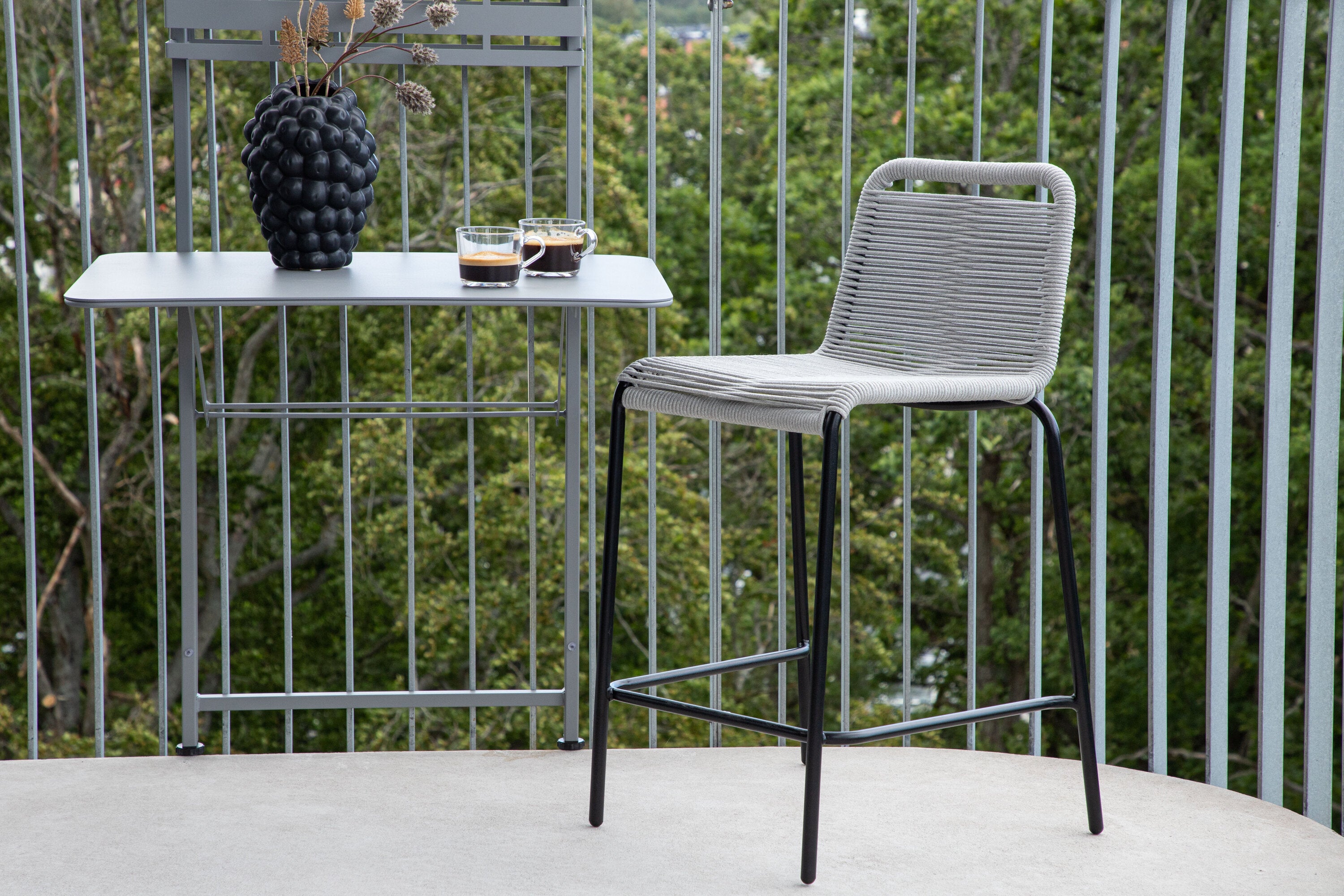 2er-Set Barhocker Lindos aus Seil - Grau-Outdoor Stühle-Venture Home-le canapé