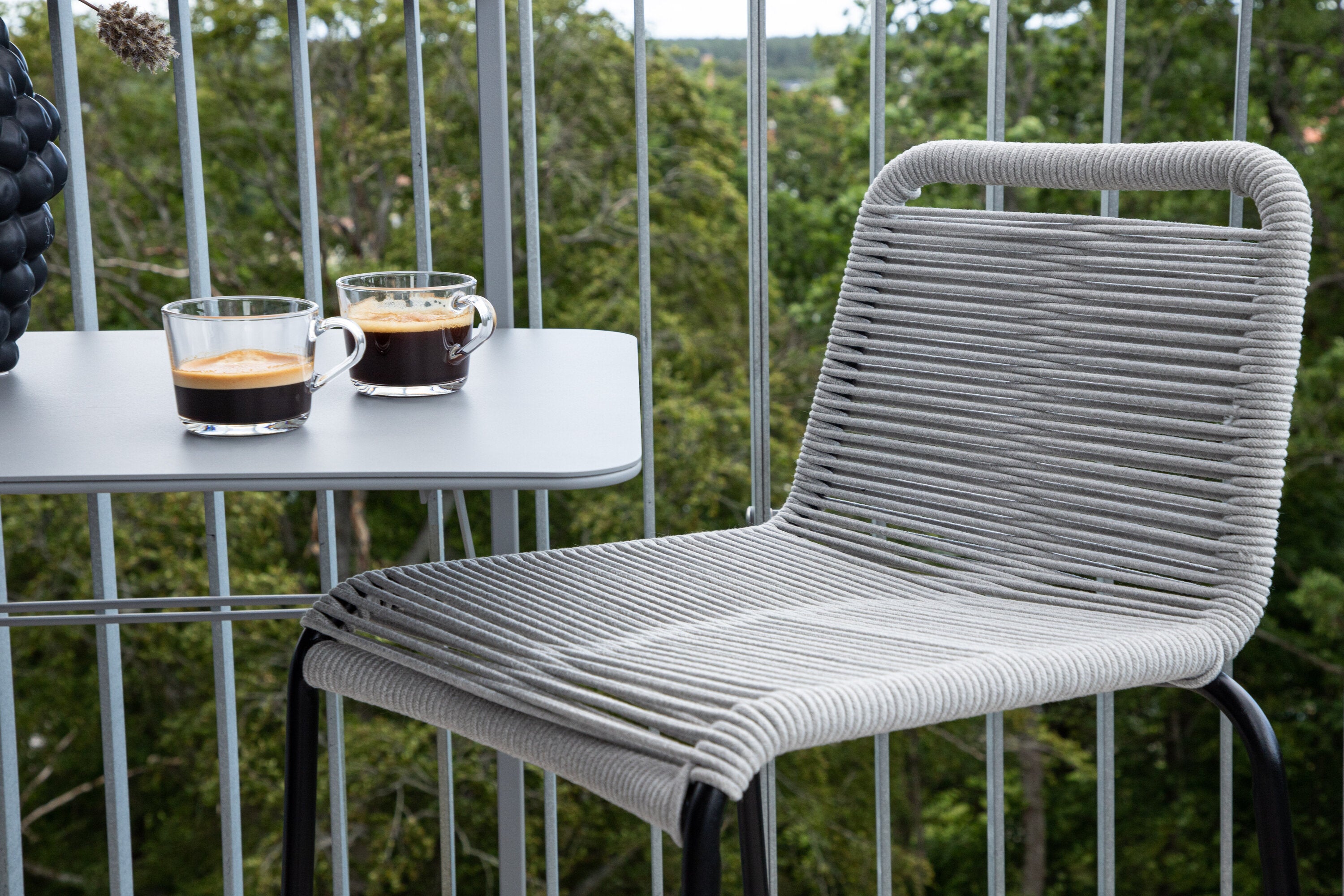 2er-Set Barhocker Lindos aus Seil - Grau-Outdoor Stühle-Venture Home-le canapé