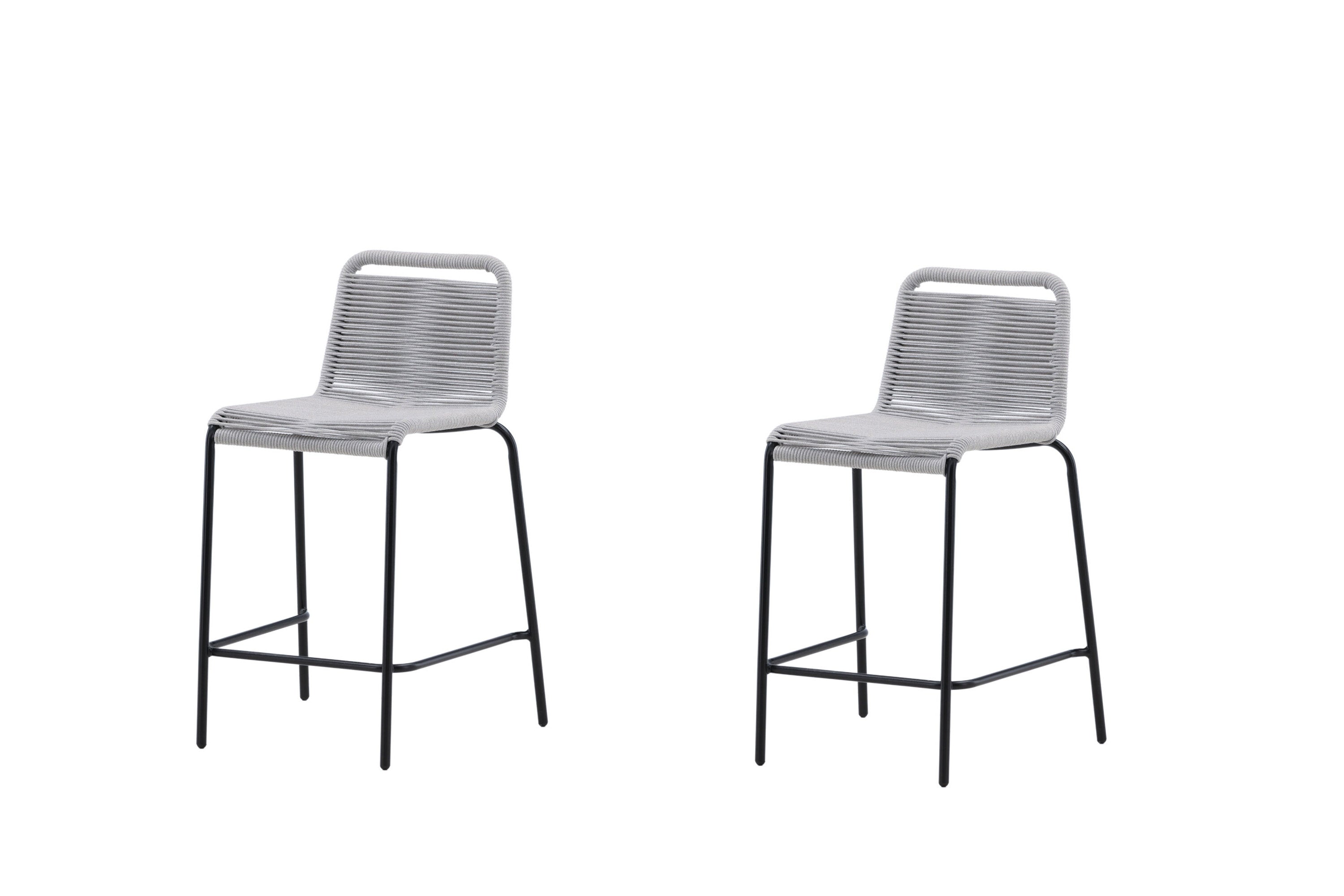 2er-Set Barhocker Lindos aus Seil - Grau-Outdoor Stühle-Venture Home-le canapé