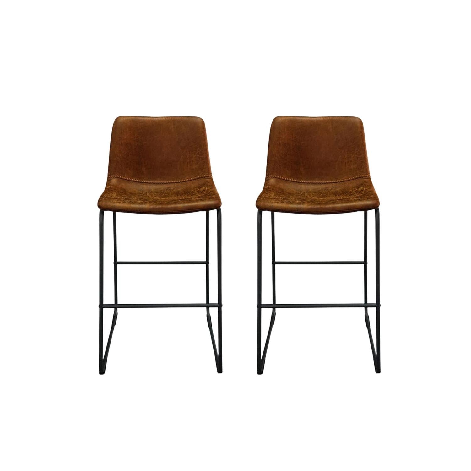 2er-Set Barhocker Mancia - Cognac-Barhocker-Rousseau-le canapé