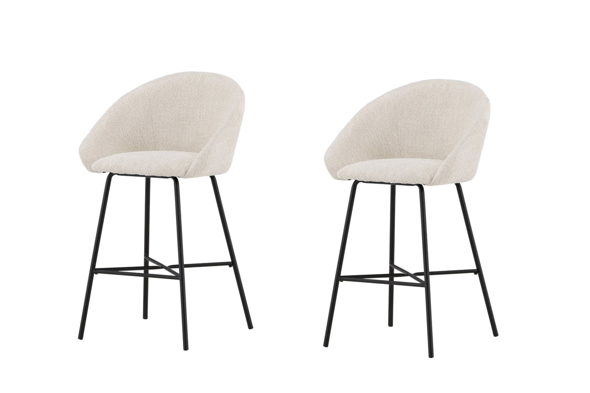 2er-Set Barhocker Sam aus Bouclé - Weiß-Barhocker-Venture Home-le canapé