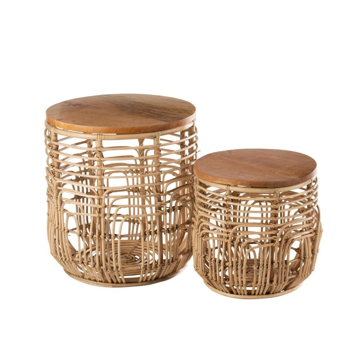 2er - Set Beistelltische Ellen rund Ø48cm aus Rattan - Natur5400924207755Beistelltisch