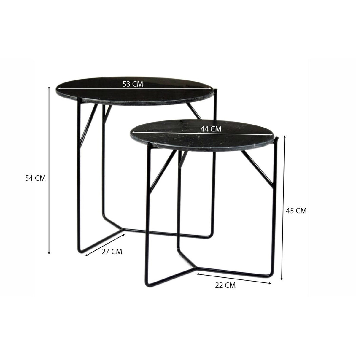 2er-Set Beistelltische Mason Marble aus Stein - Schwarz-Beistelltische-Livingfurn-le canapé