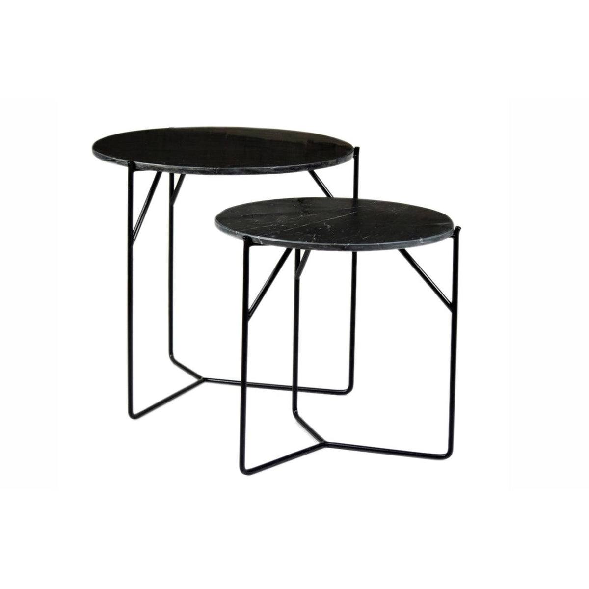 2er-Set Beistelltische Mason Marble aus Stein - Schwarz-Beistelltische-Livingfurn-le canapé