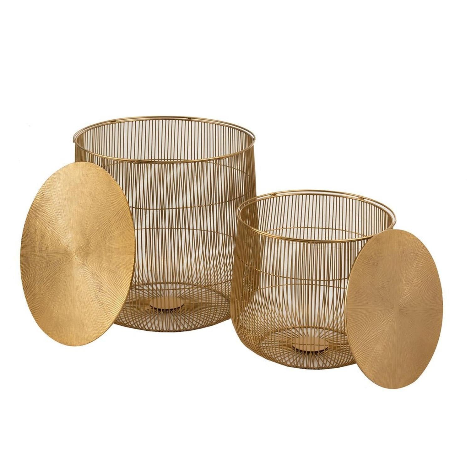 2er-Set Beistelltische rund Ø47cm - Gold