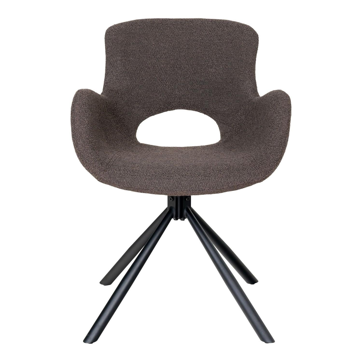 2er-Set Bouclé-Armlehnenstühle Amorim mit Drehfunktion - Braun (Mushroom)-Armlehnenstuhl-House Nordic-le canapé