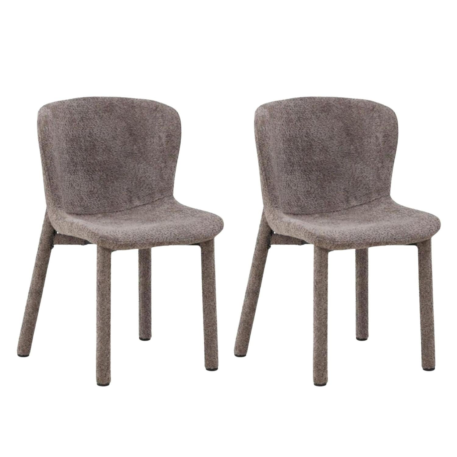 2er-Set Bouclé-Polsterstühle Astoria - Braun-Polsterstühle-Venture Home-le canapé