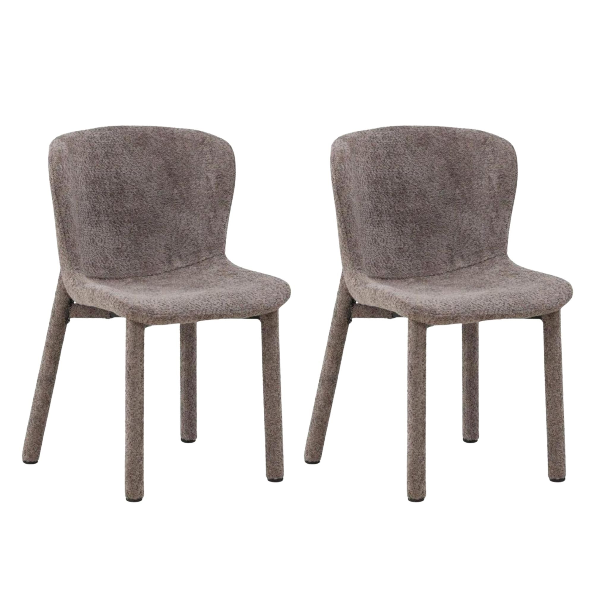 2er-Set Bouclé-Polsterstühle Astoria - Braun-Polsterstühle-Venture Home-le canapé