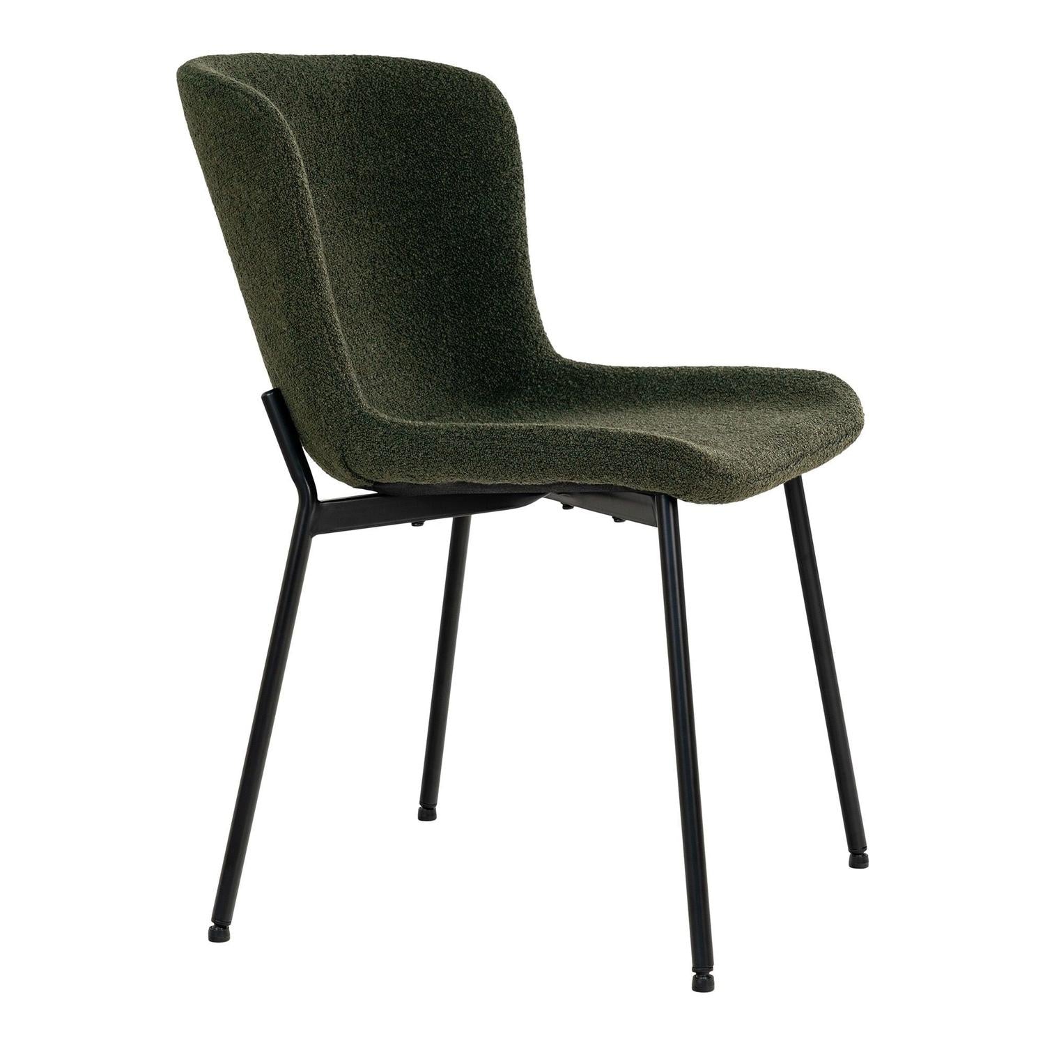 2er-Set Bouclé-Polsterstühle Maceda - Dunkelgrün-Polsterstühle-House Nordic-le canapé