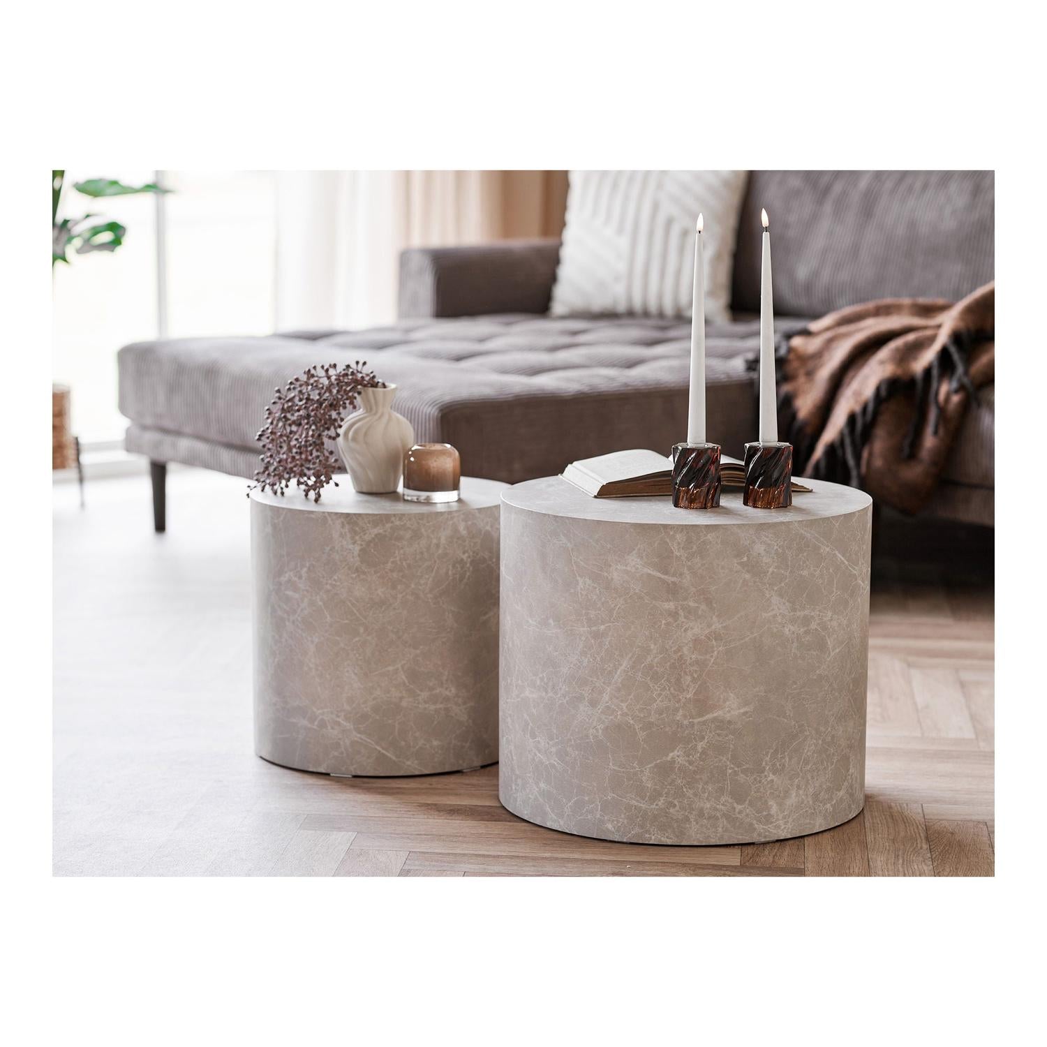 2er-Set Couchtische Prag in Marmoroptik - Beige-Couchtische-House Nordic-le canapé