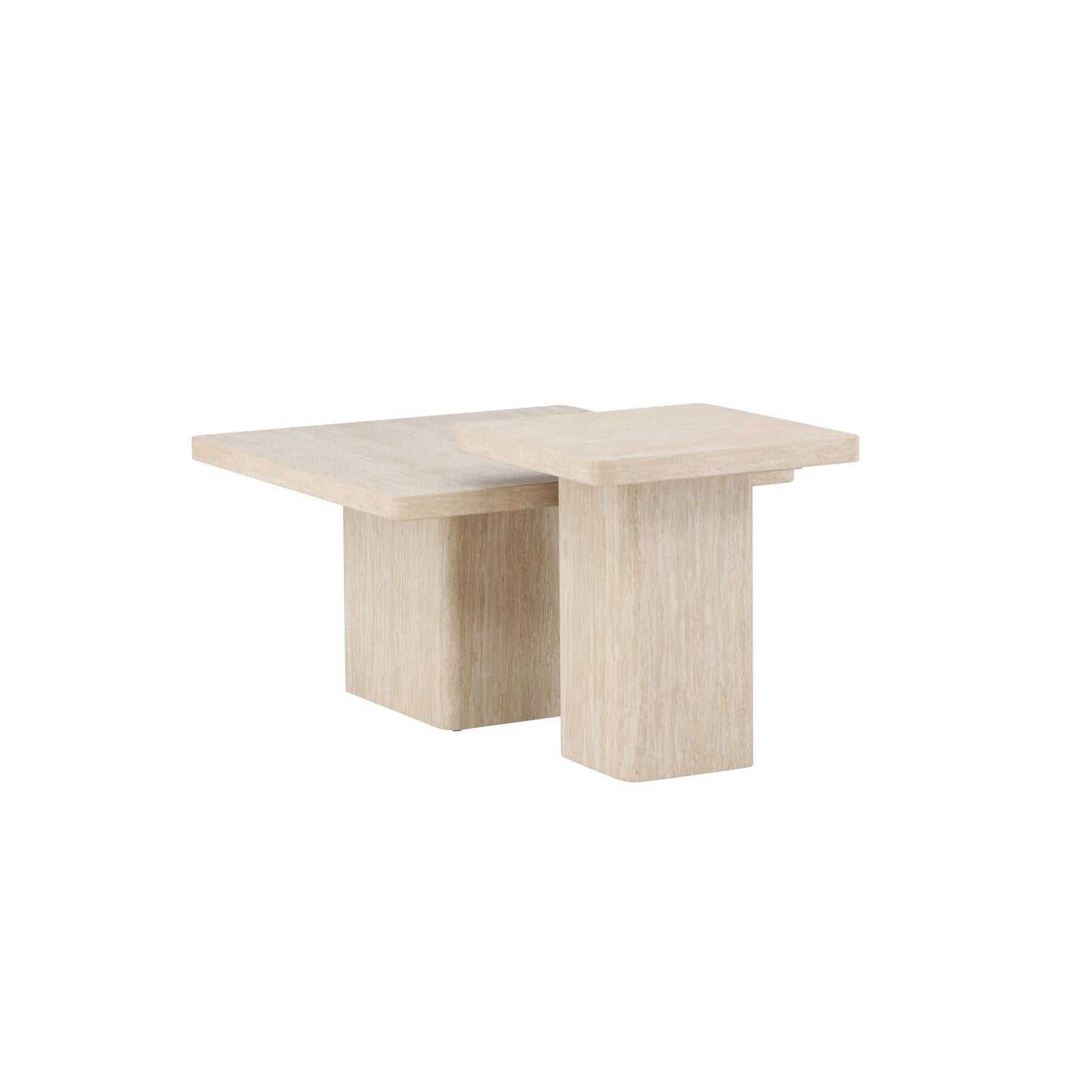 2er-Set Couchtische Qvart - Travertinelook-Couchtische-Venture Home-le canapé