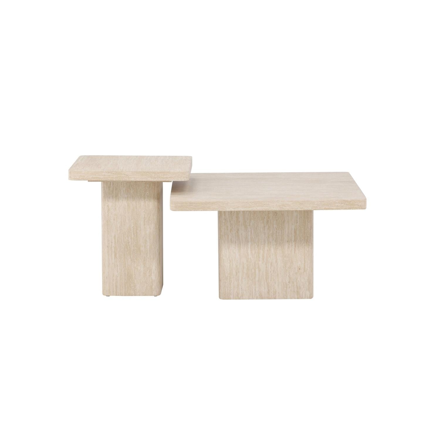 2er-Set Couchtische Qvart - Travertinelook-Couchtische-Venture Home-le canapé