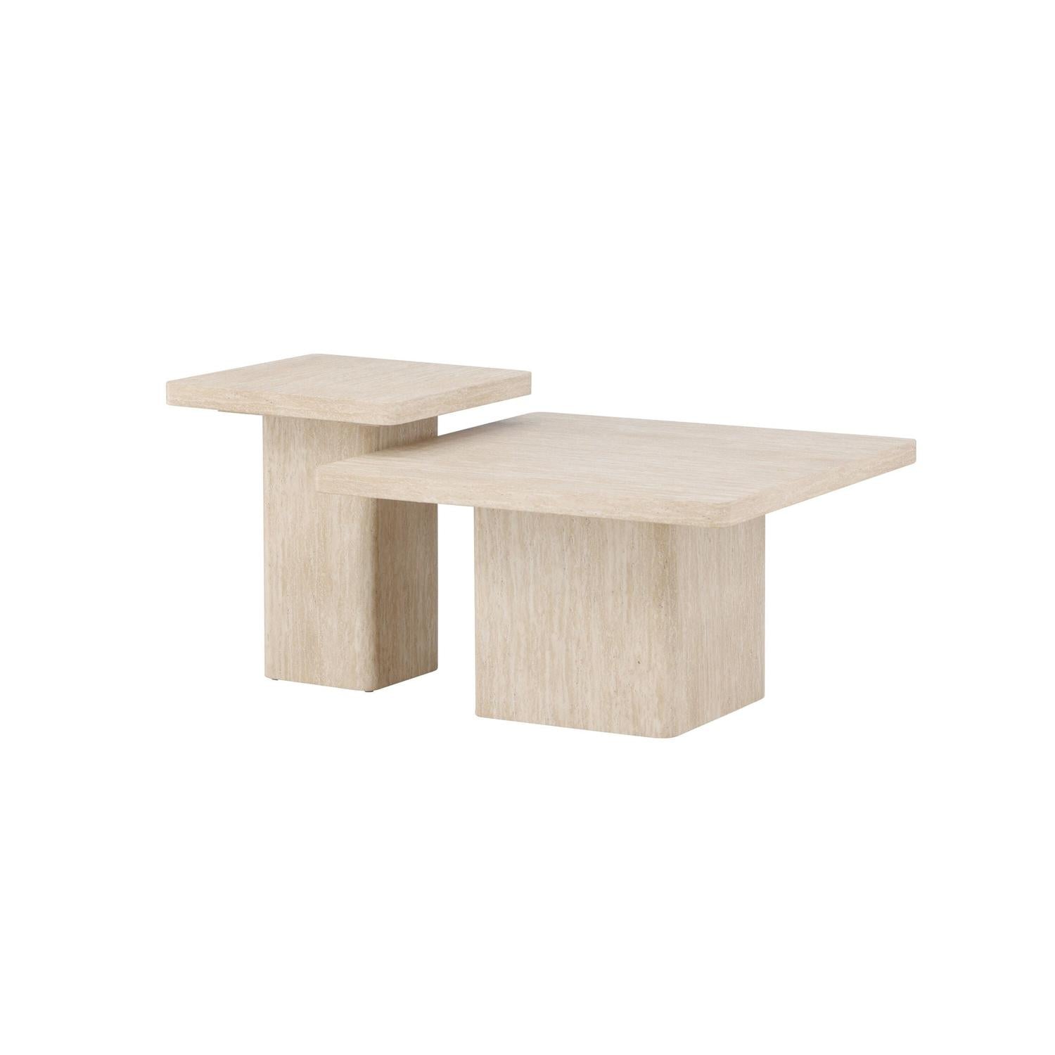 2er-Set Couchtische Qvart - Travertinelook-Couchtische-Venture Home-le canapé