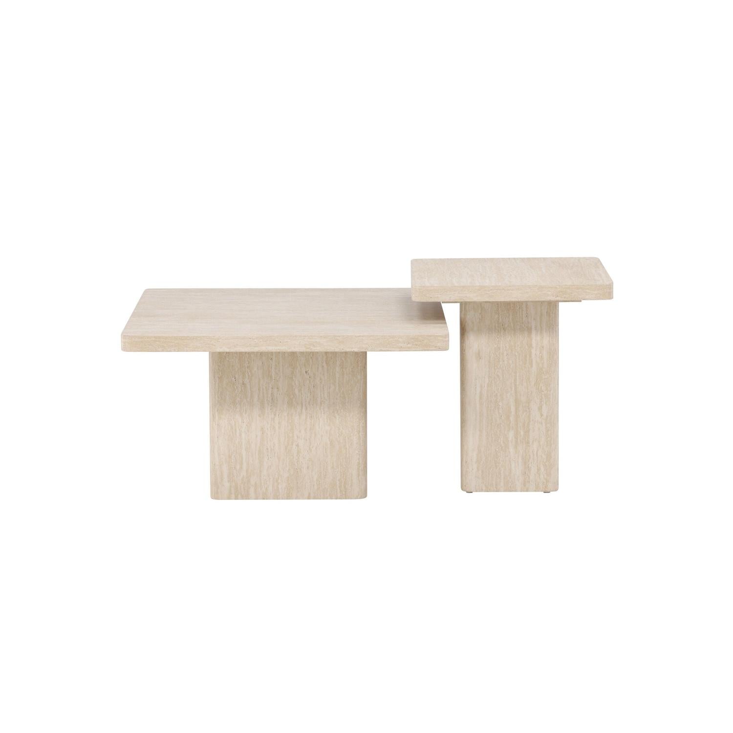 2er-Set Couchtische Qvart - Travertinelook-Couchtische-Venture Home-le canapé