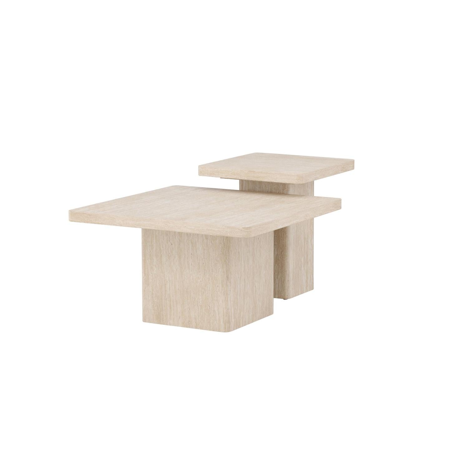 2er-Set Couchtische Qvart - Travertinelook-Couchtische-Venture Home-le canapé