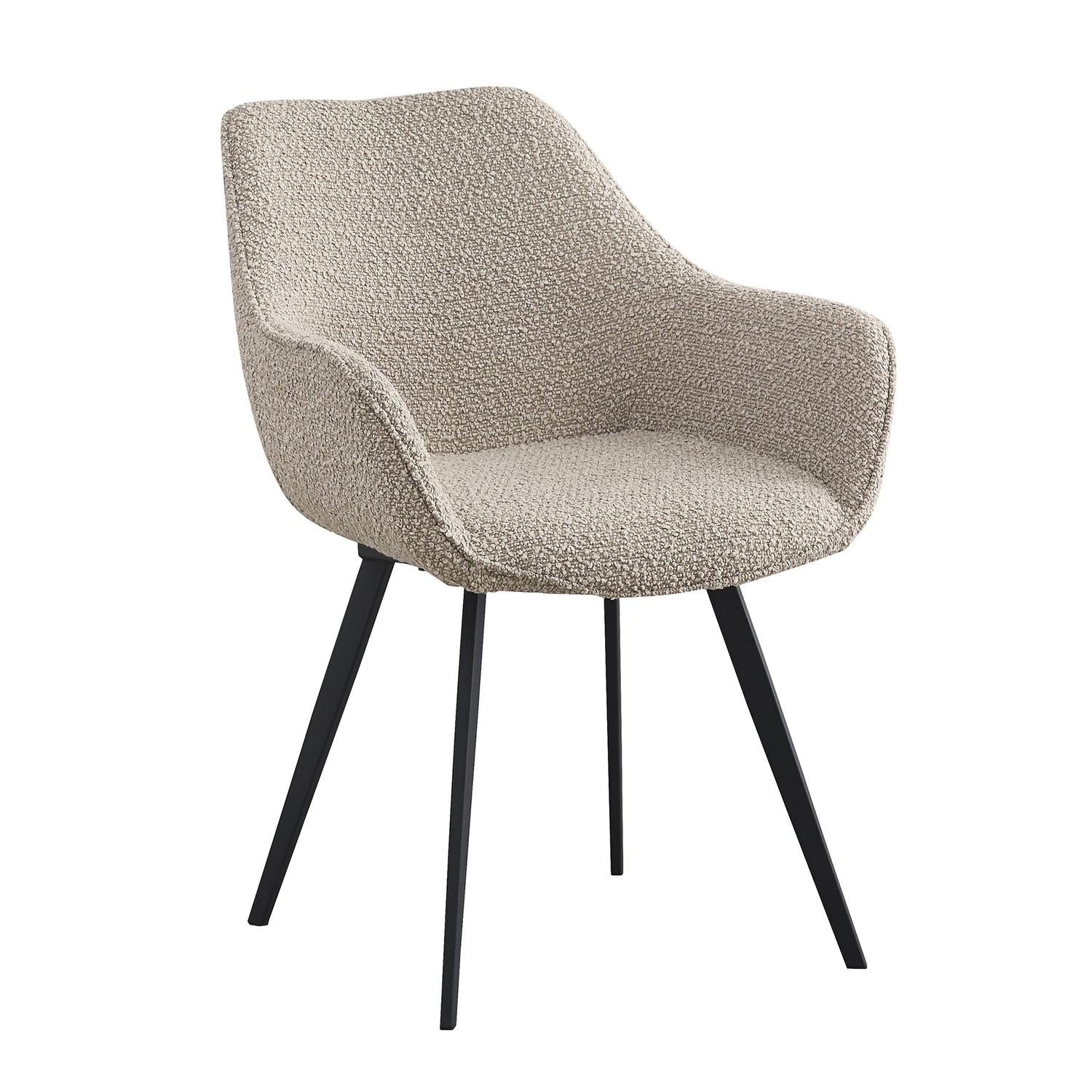 2er-Set Esszimerstühle Luca aus Bouclé -Beige-Esszimmerstühle-Livingfurn-le canapé