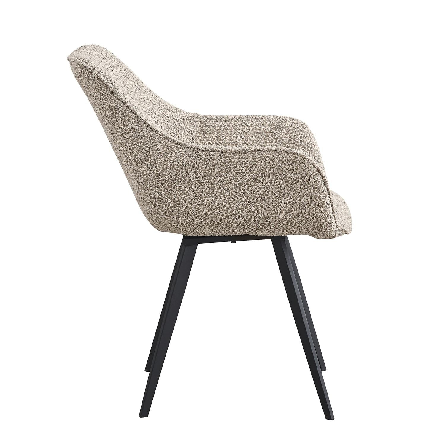 2er-Set Esszimerstühle Luca aus Bouclé -Beige-Esszimmerstühle-Livingfurn-le canapé