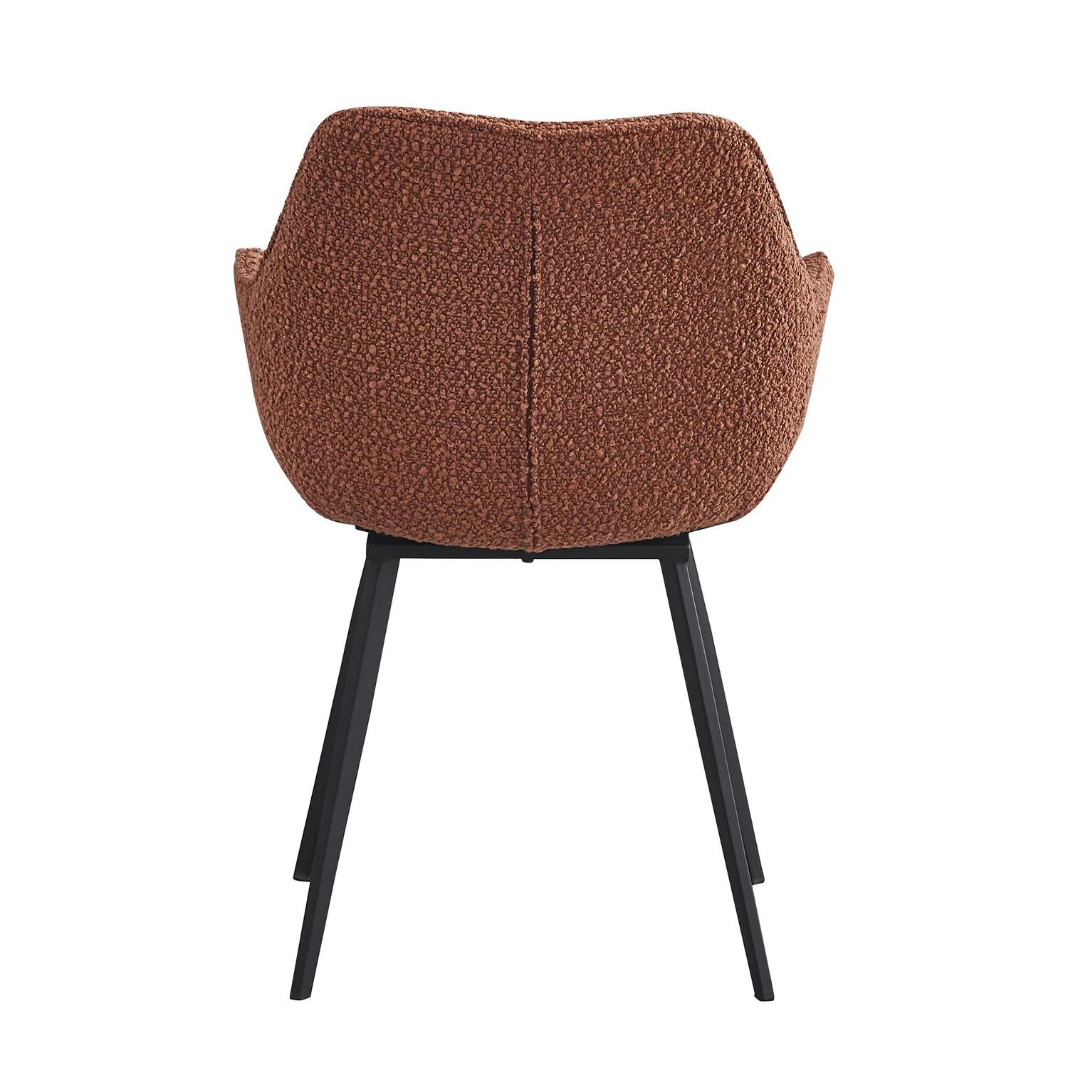 2er-Set Esszimerstühle Luca aus Bouclé - Braun-Esszimmerstühle-Livingfurn-le canapé