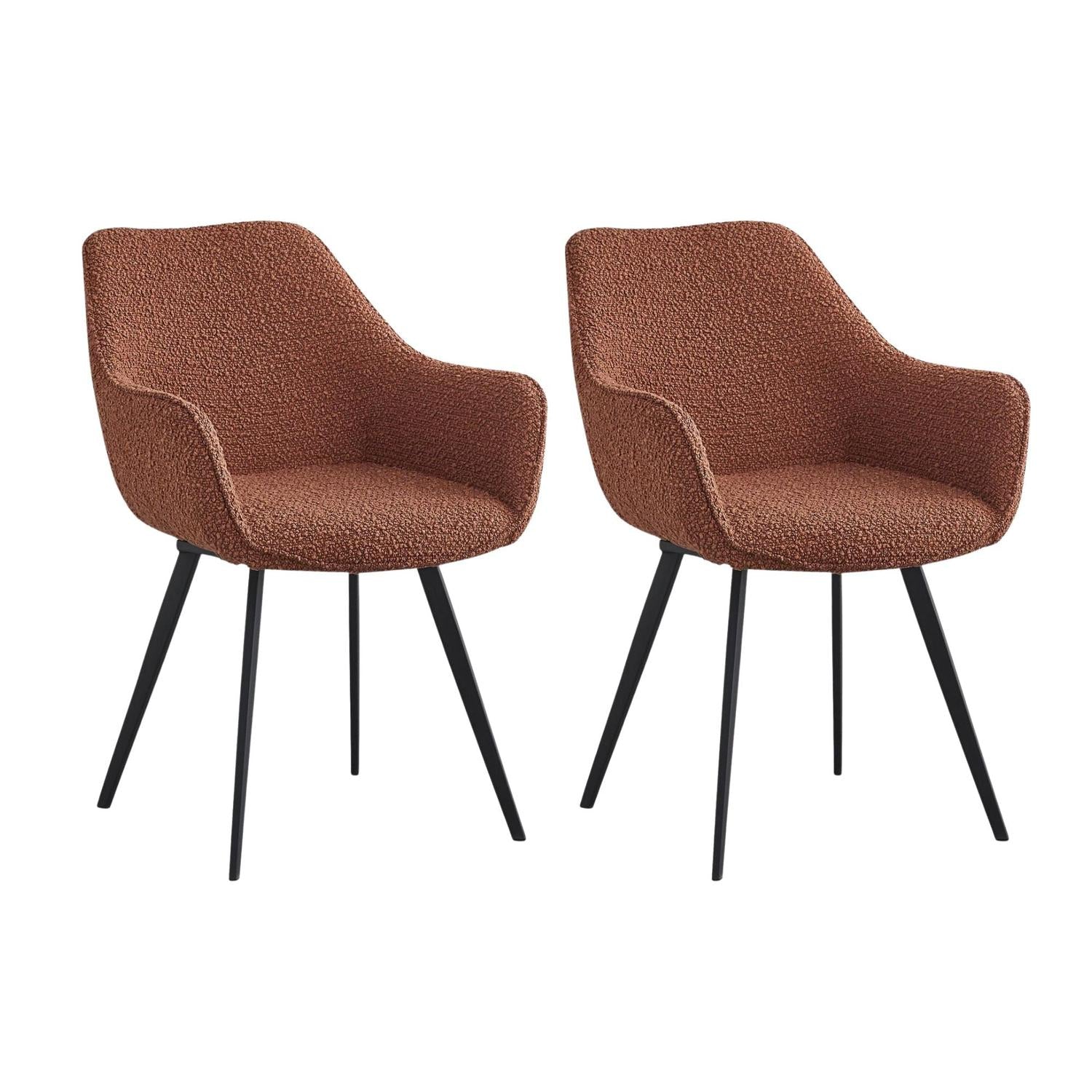 2er-Set Esszimerstühle Luca aus Bouclé - Braun-Esszimmerstühle-Livingfurn-le canapé